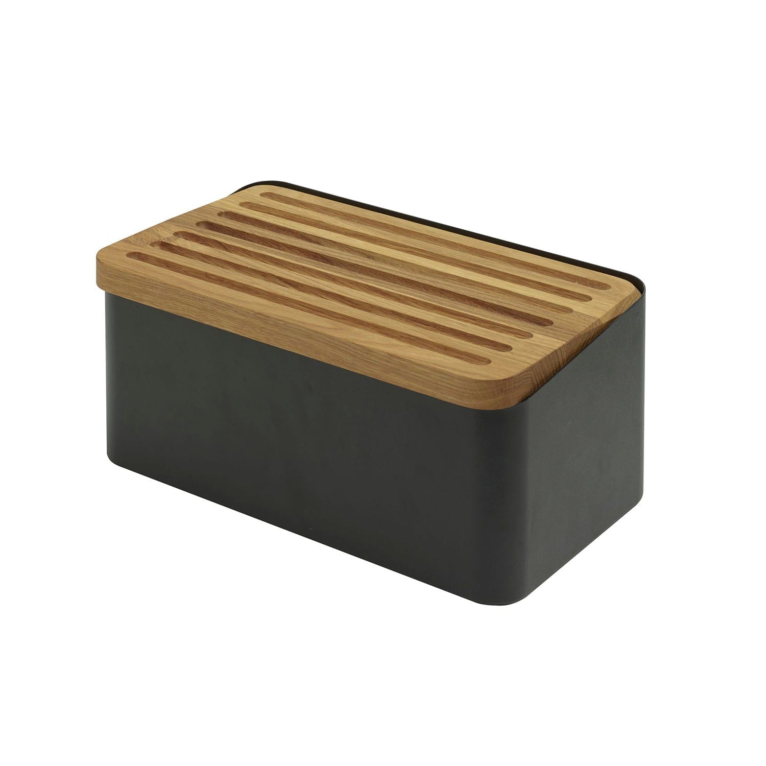 Legnoart Crispy Bread Bin Black Body & Removable Oak Bread Board Bb-80B