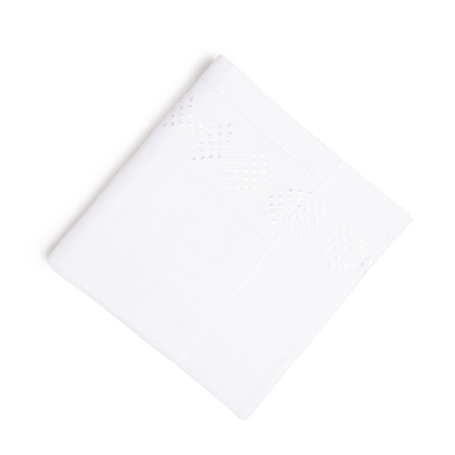 Paramount Poly Faux White Linen With Embroidery Hemstitch Tablecloth