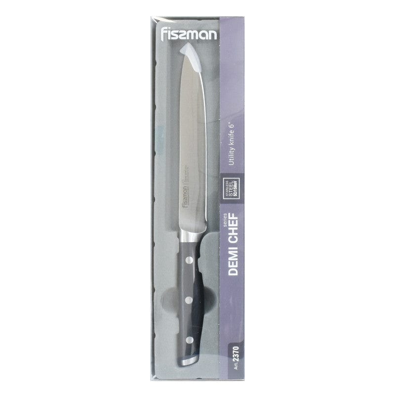 Fissman Demi Chef Non Stick Stainless Steel Utility Knife Black/Silver 6inch