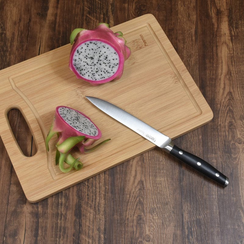 سكين فيسمان ديمي شيف متعدد الاستخدامات، غير لاصق، مصنوع من الفولاذ المقاوم للصدأ، أسود/فضي، مقاس 6 بوصات