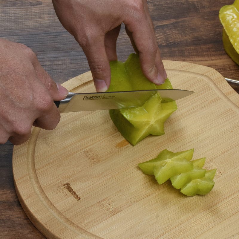 سكين فيسمان ديمي شيف متعدد الاستخدامات، غير لاصق، مصنوع من الفولاذ المقاوم للصدأ، أسود/فضي، مقاس 6 بوصات