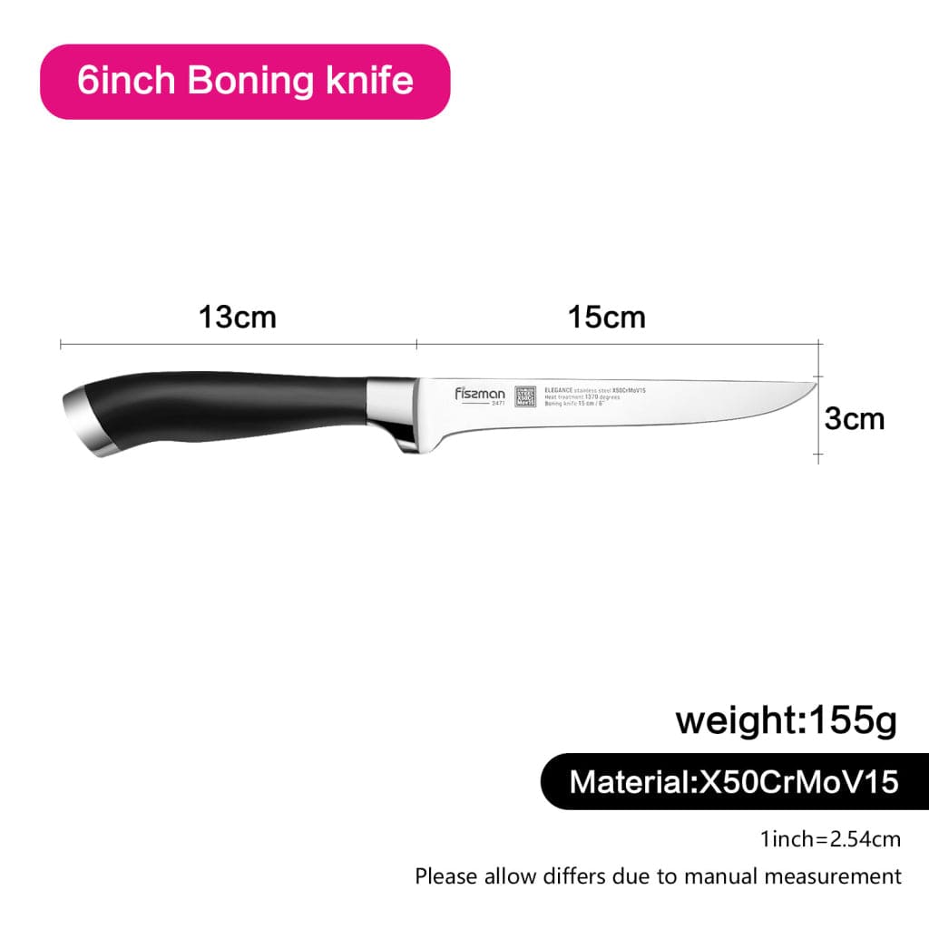 Fissman Boning Knife Stainless Steel Black/Silver 6inch
