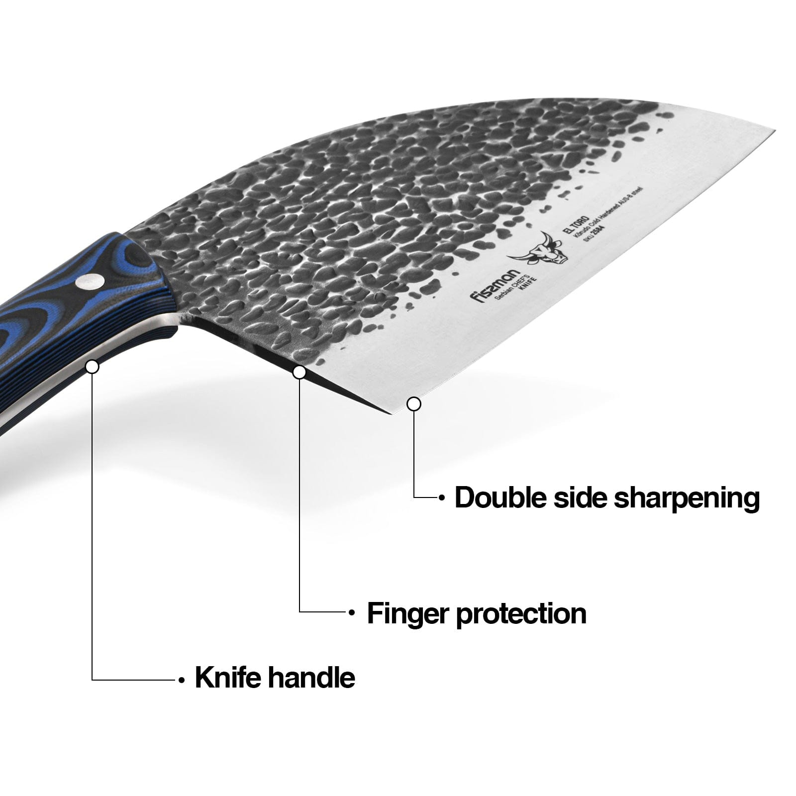 فيسمان سكين الشيف الصربي EL TORO 18 سم (فولاذ AUS-8)-8)