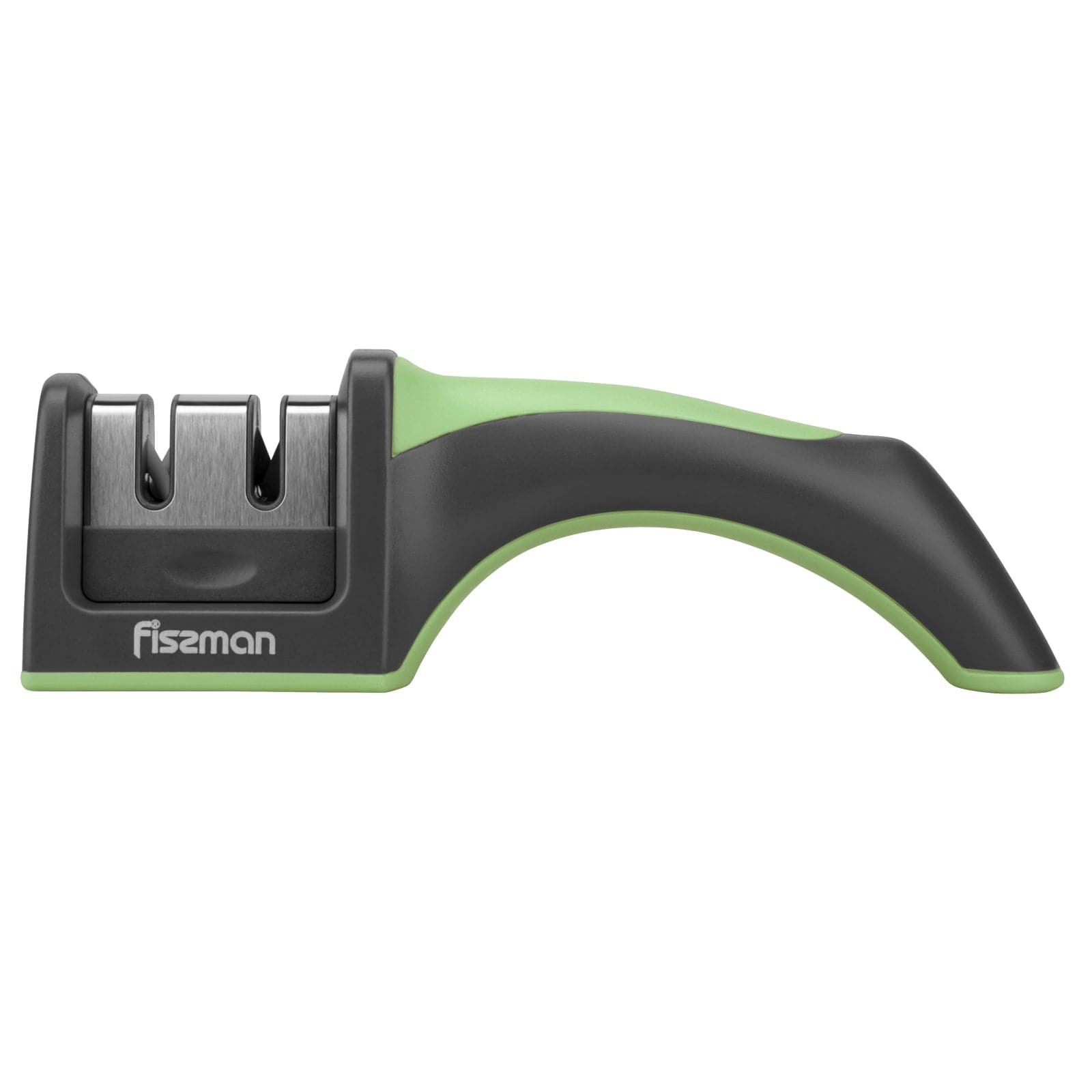 Fissman 2 Step Knife Sharpener With Carbide & Ceramic Stones With Ergonomic Handle Comfortable & Secure Grip Black/Green