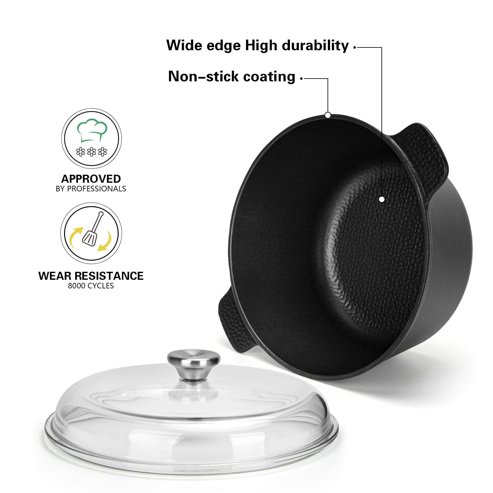 قدر فيسمان بمقابض وغطاء من سلسلة نومادا، 26×13 سم/5 لتر، أسود/شفاف