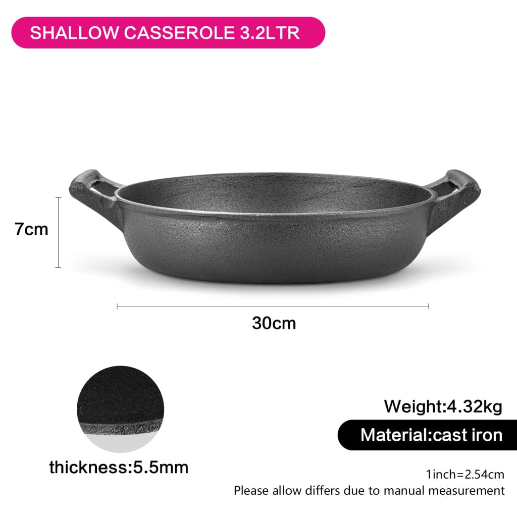 Fissman Shallow Casserole Cast Iron Black 30cm