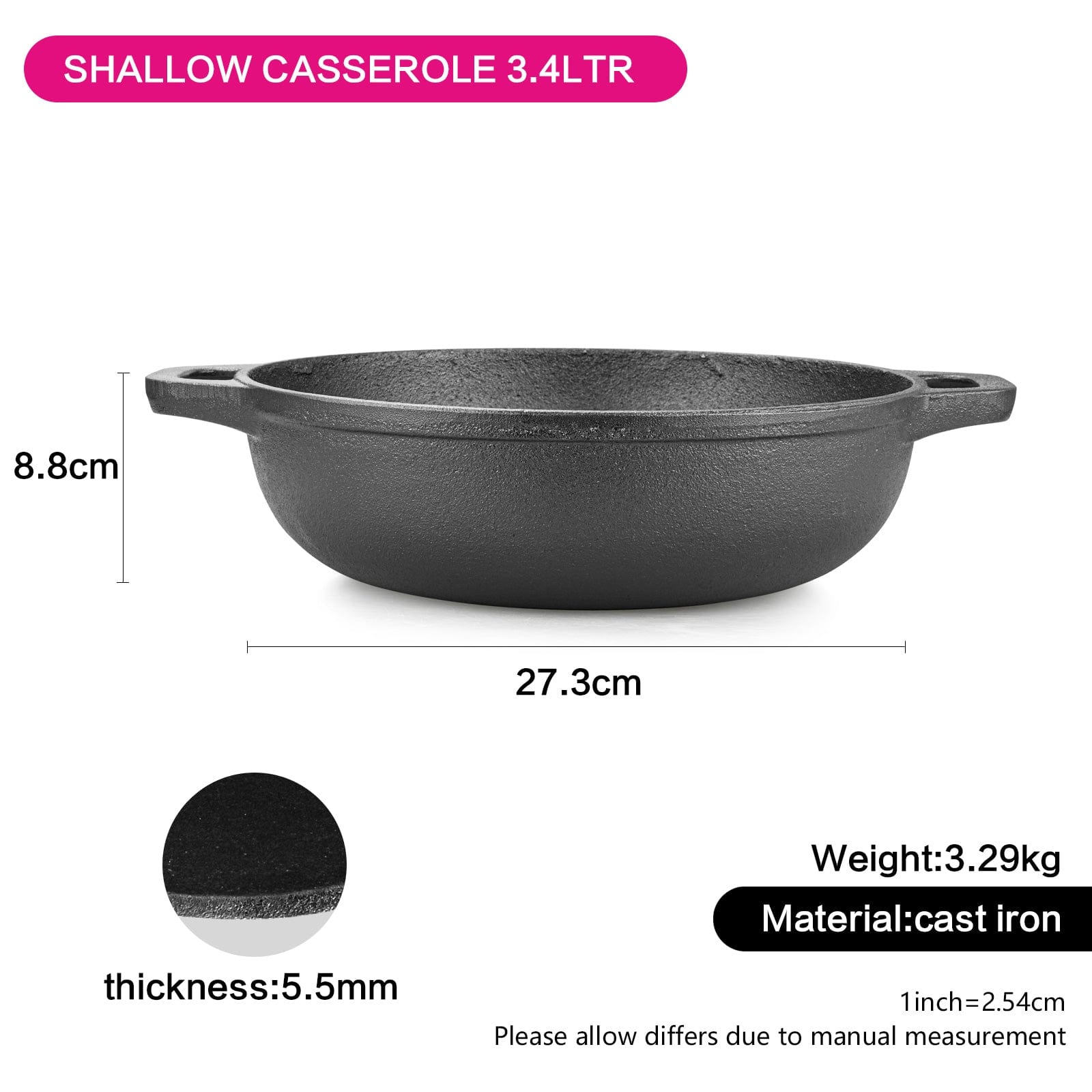 Fissman Shallow Casserole Black 27.3x8.8cm