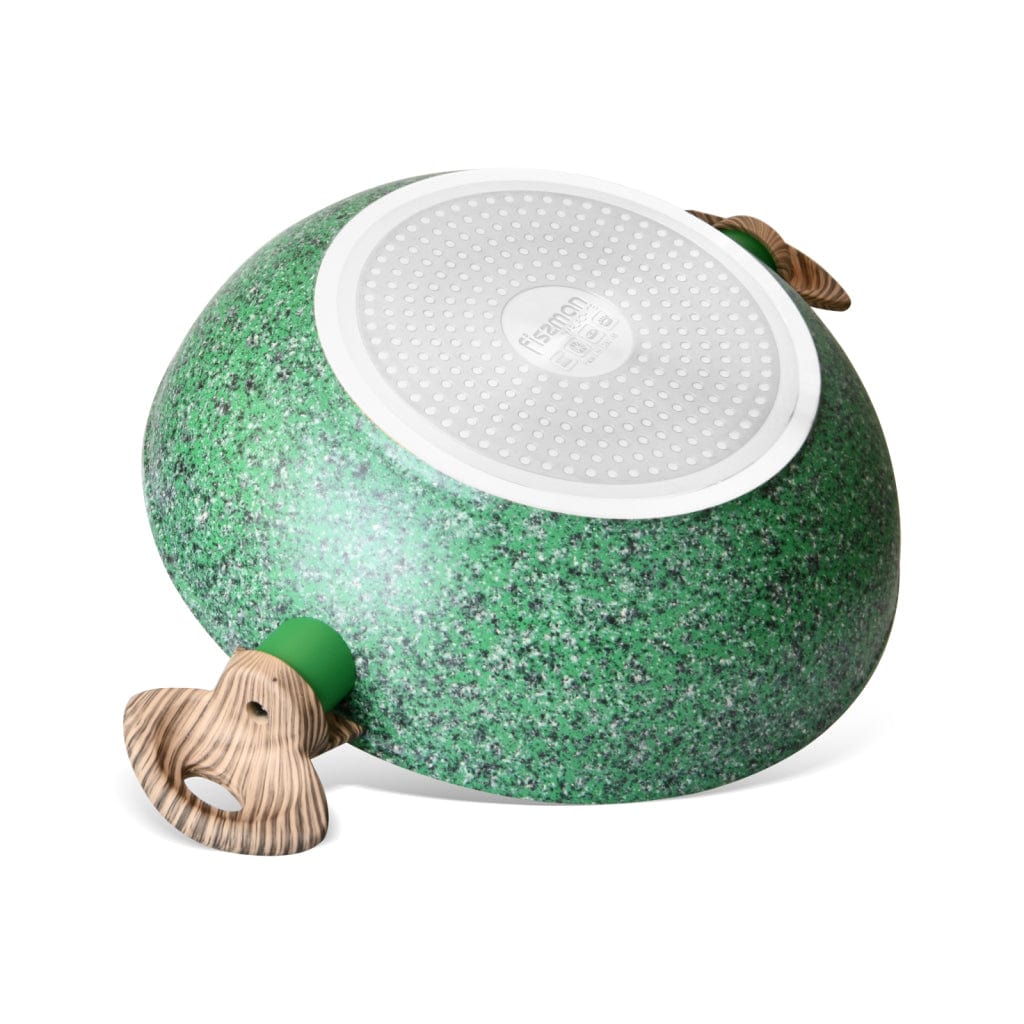 مقلاة ووك فيسمان مع غطاء من سلسلة ملاكيت من الألومنيوم باللون الأخضر 30×9 سم