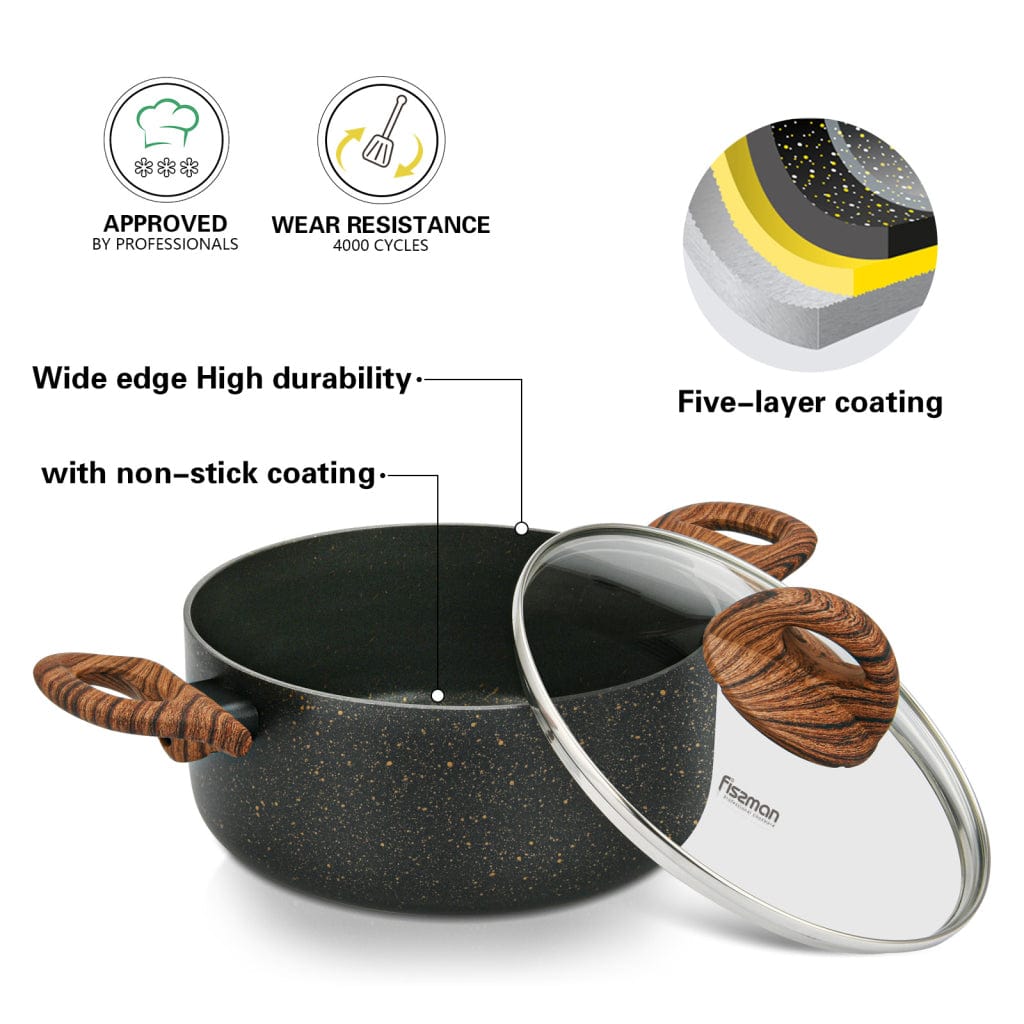 طقم أواني طهي فيسمان أسود كوزميك، 6 قطع (ألومنيوم مع طلاء غير لاصق)