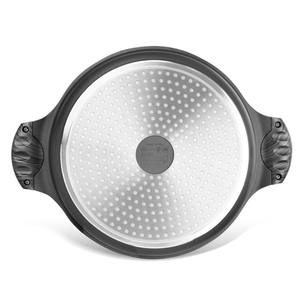 طاجن فيسمان الضحل أسود/رمادي 28×8 سم/4.1 لتر، سلسلة بريستيج، ألومنيوم مع قاعدة حثية، طلاء احترافي غير لاصق، جريبلون C3