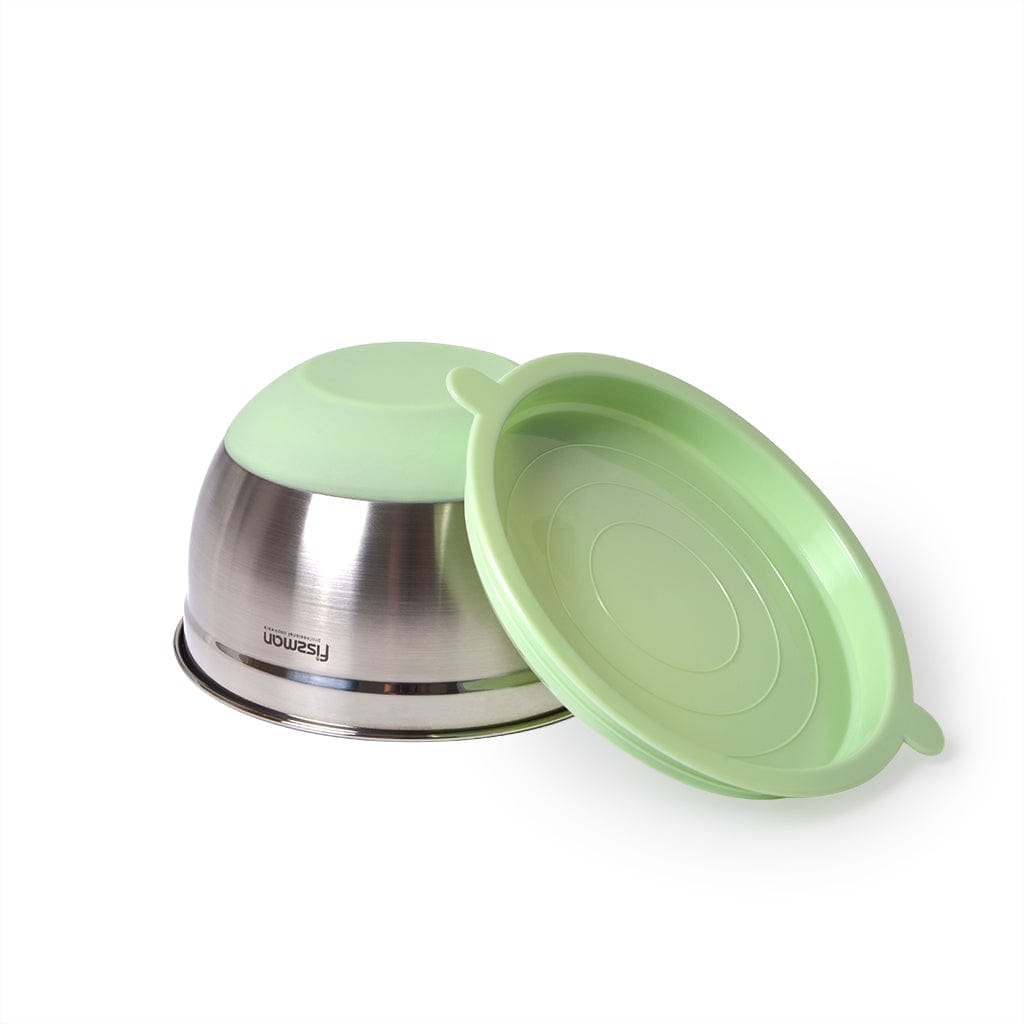 Fissman 1.5 Liter Mixing Bowl Stainless Steel 18/10 (INOX 304) Stackable Space Saving Design With Non Slip Silicone Base And Green Lid Green/Silver 1.5L