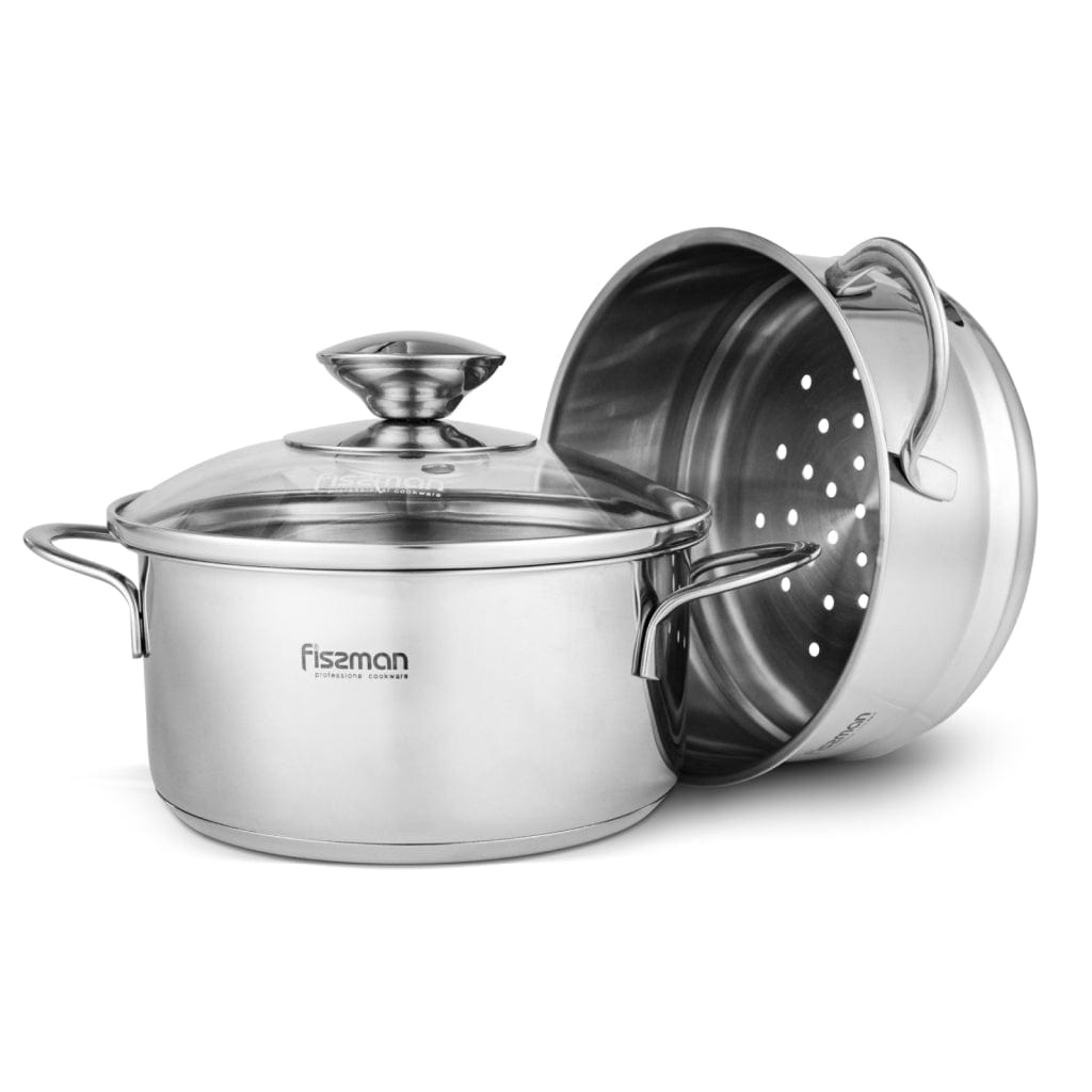 Fissman Casserole Bambino With Steamer And Lid Silver 14x70cm