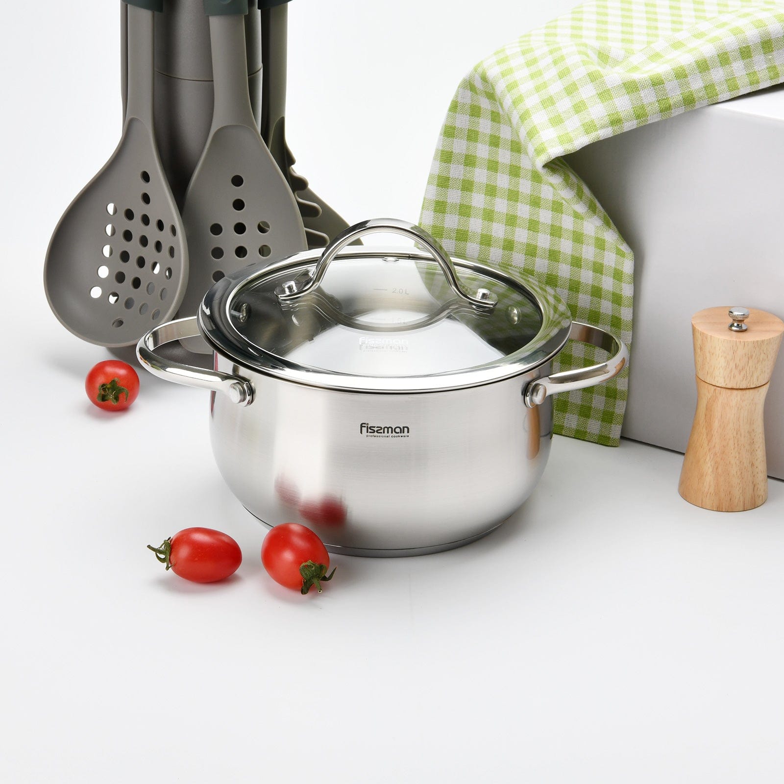 قدر طهي فيسمان فاليري سيريز 18/10 مصنوع من الفولاذ المقاوم للصدأ 304 مع غطاء زجاجي شفاف 9×18 سم/2.3 لتر