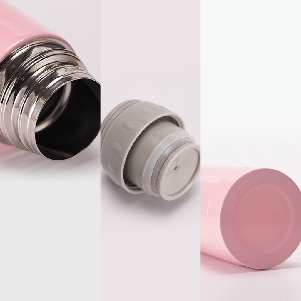 قارورة فيسمان المحمولة المصنوعة من الفولاذ المقاوم للصدأ والمُفرغة من الهواء مع عزل حراري، لون وردي، سعة 350 مل