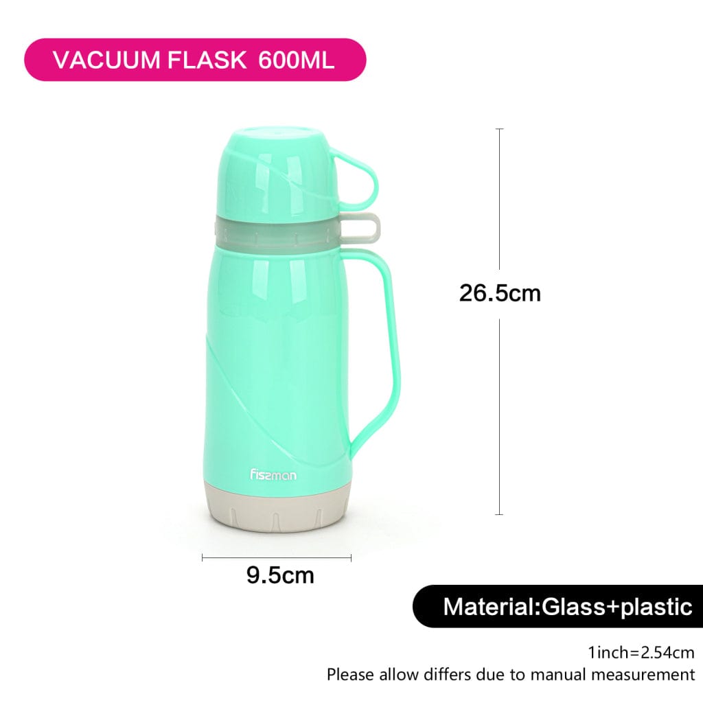 Fissman Thermal Vacuum Flask with Glass Liner Green 600ml