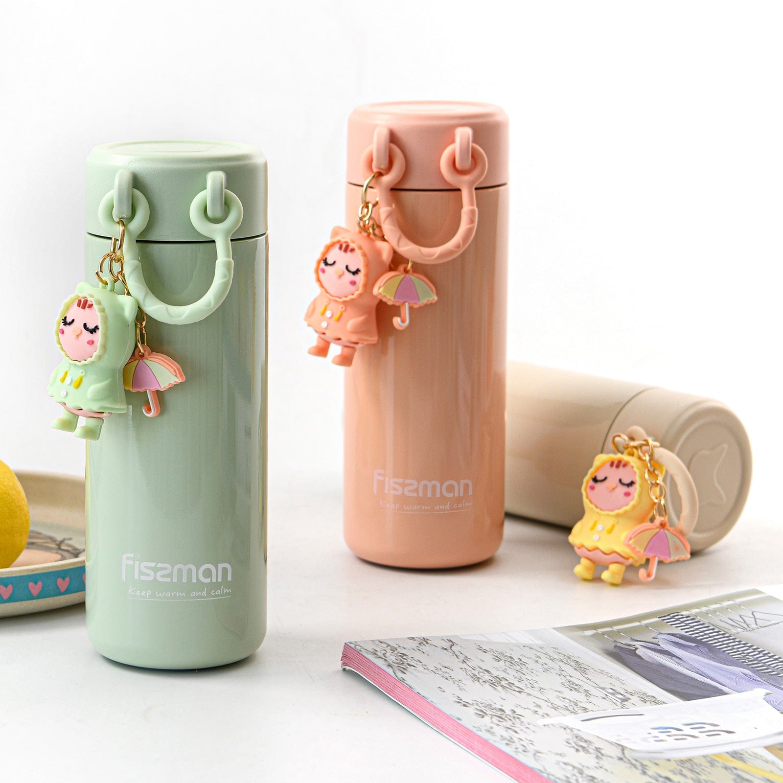 قارورة فيسمان مزدوجة الجدار مفرغة من الهواء، سعة 380 مل، لون أخضر (فولاذ مقاوم للصدأ)