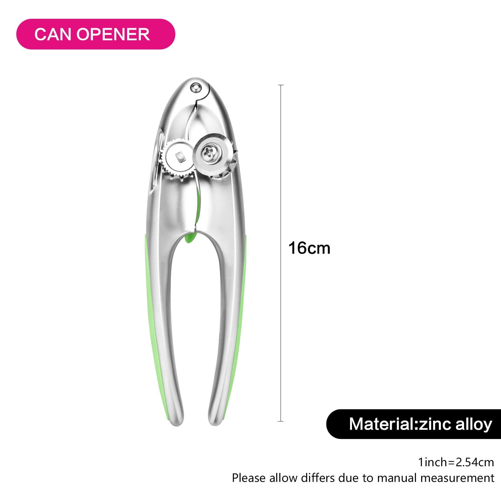 فتاحة علب مصنوعة من سبائك الزنك ومقبض آمن من سلسلة لومينيكا باللون الأخضر