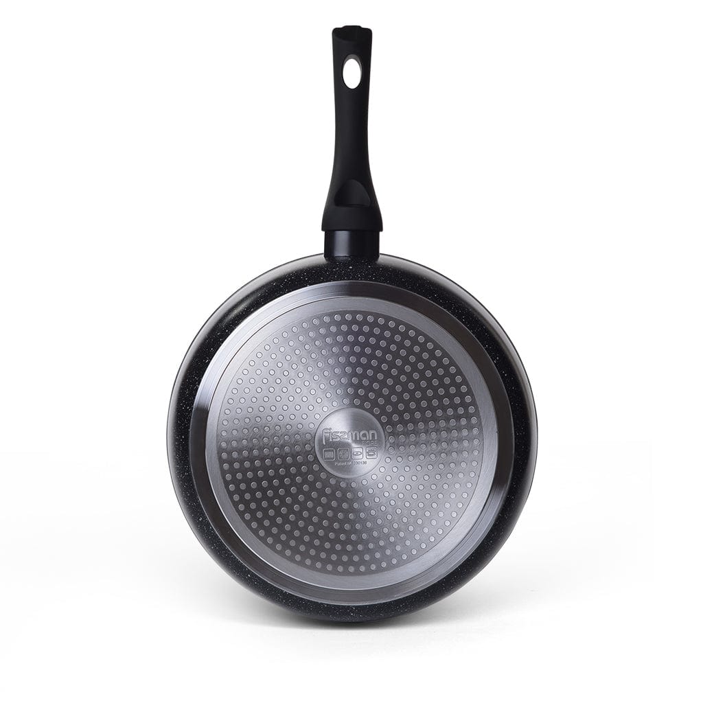 مقلاة فيسمان العميقة من سلسلة فيوري مع طلاء ألومنيوم غير لاصق أسود 28 × 7 سم