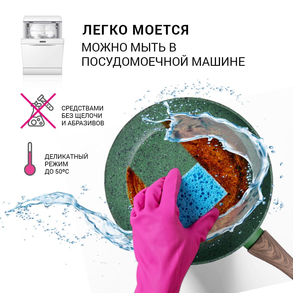 مقلاة فيسمان العميقة ملاكيت 24×6.5 سم مع قاعدة حثية (ألومنيوم مع طلاء غير لاصق)