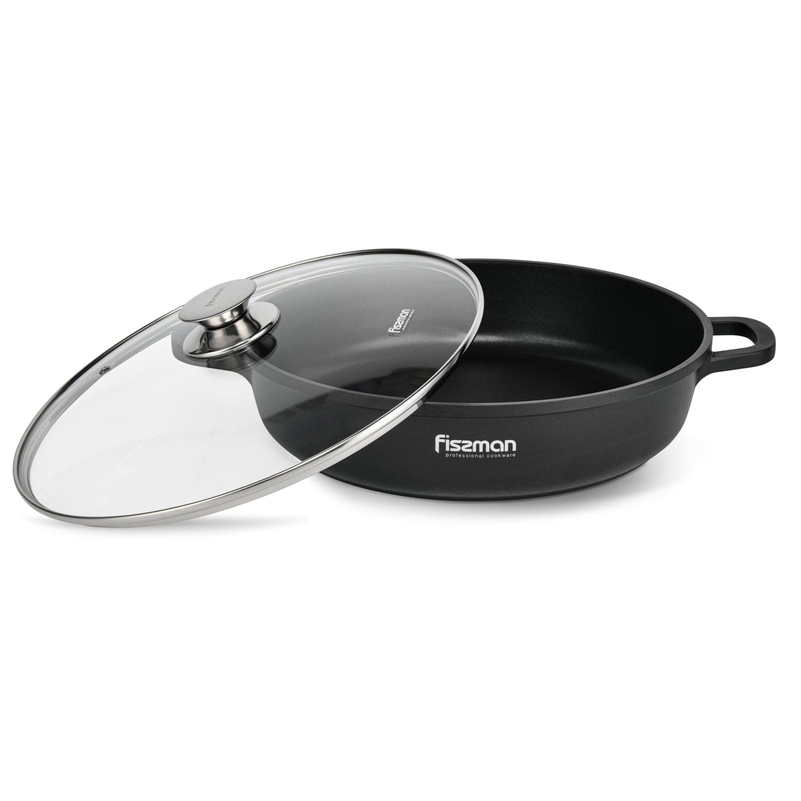 Fissman Shallow Casserole Greta Series 28x8cm/4LTR with Glass Lid Induction Bottom