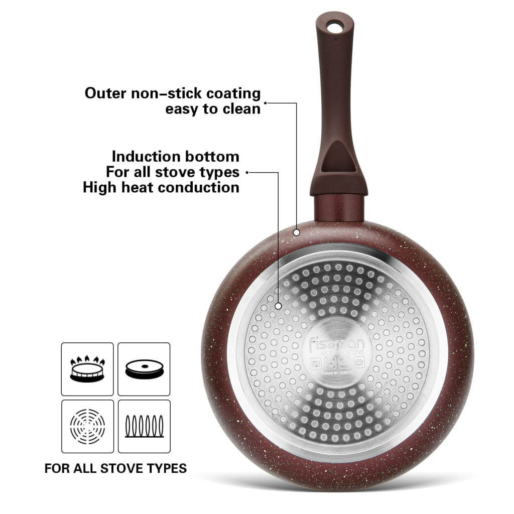 مقلاة فيسمان العميقة موسز ستون الاحترافية غير اللاصقة، لون بني، 28×5.8 سم