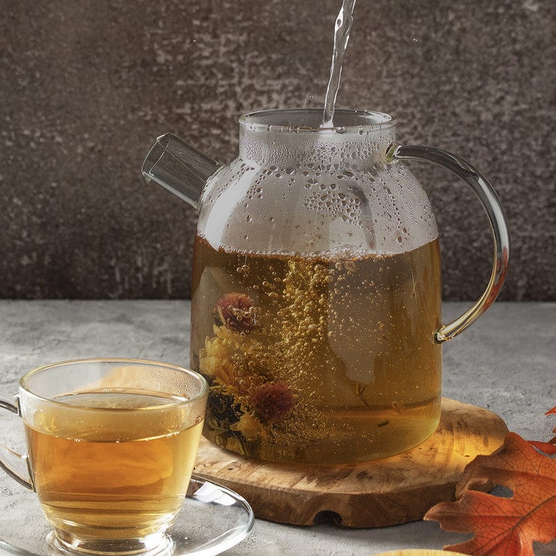 إبريق شاي فيسمان سعة 1800 مل مع مصفاة من الفولاذ المقاوم للصدأ وزجاج مقاوم للحرارة