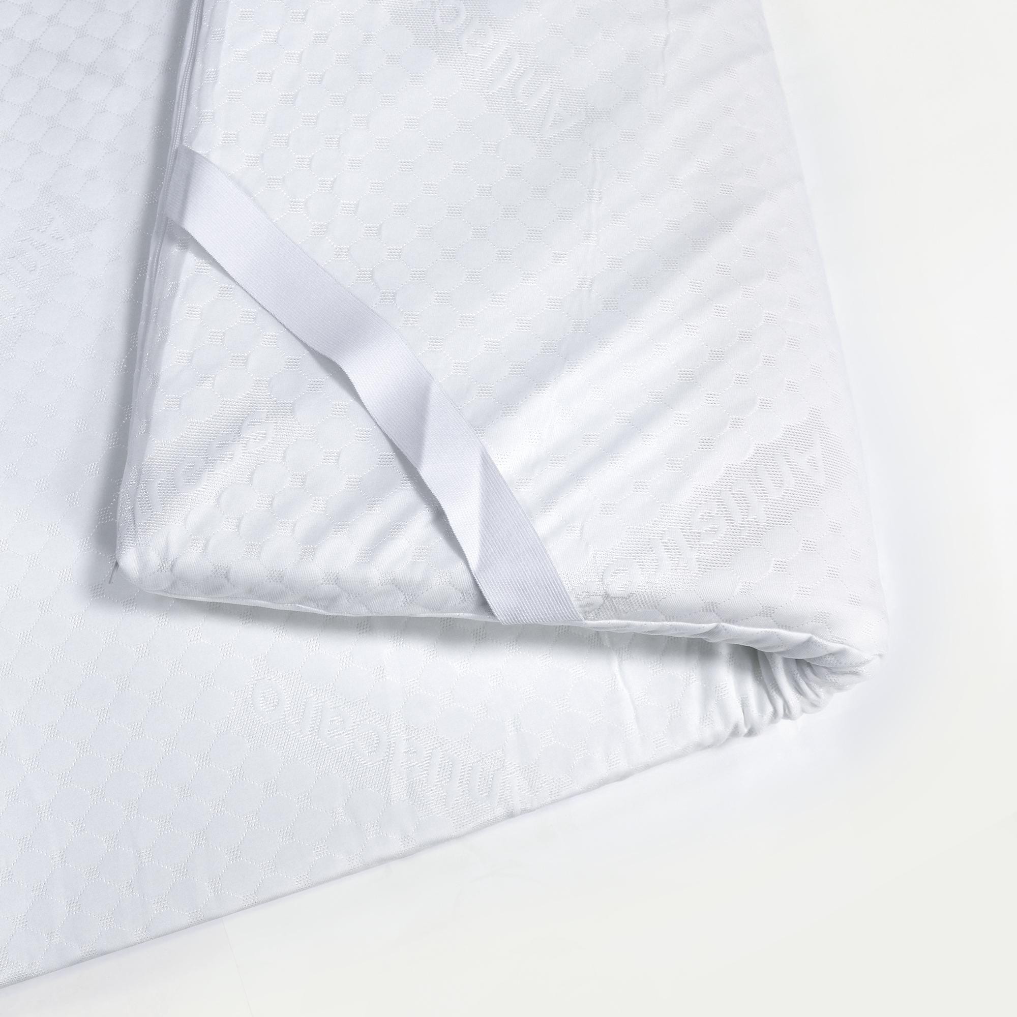 غطاء مرتبة من إسفنج الذاكرة من القطن باللون الأبيض