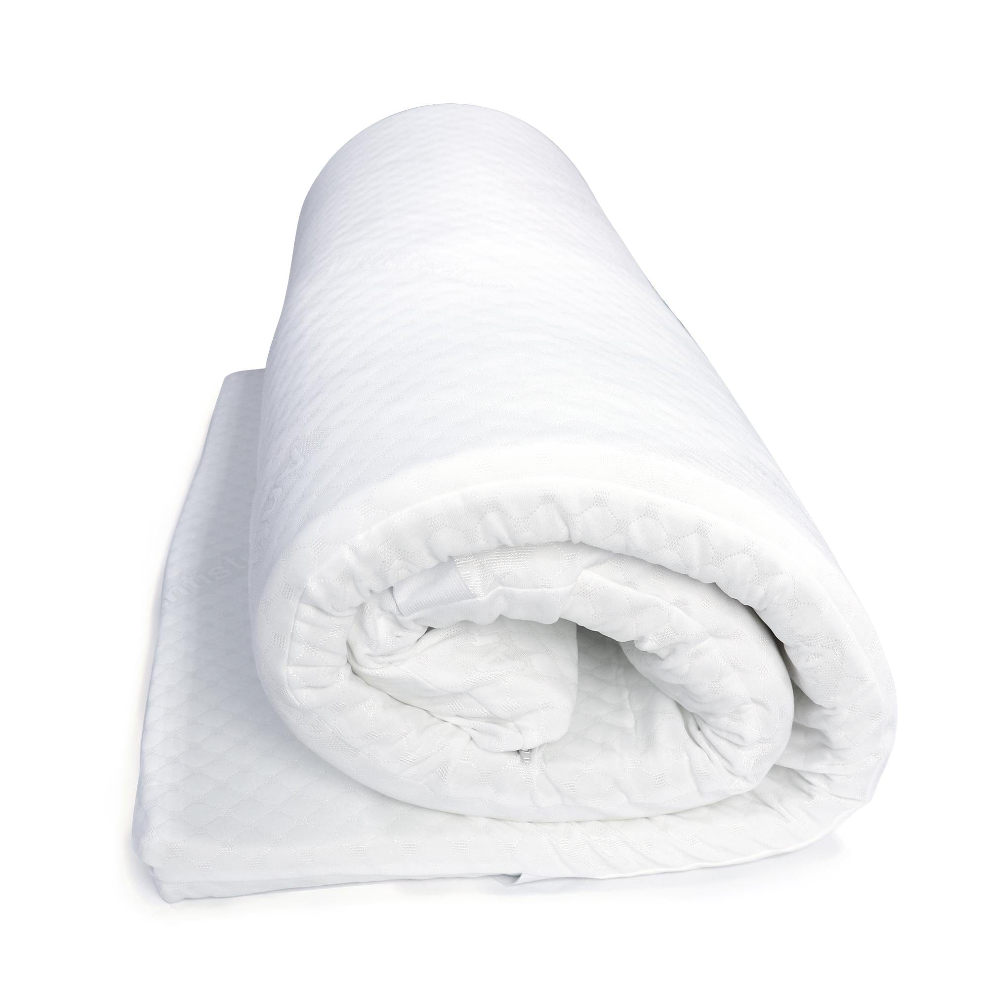 غطاء مرتبة من إسفنج الذاكرة من القطن باللون الأبيض