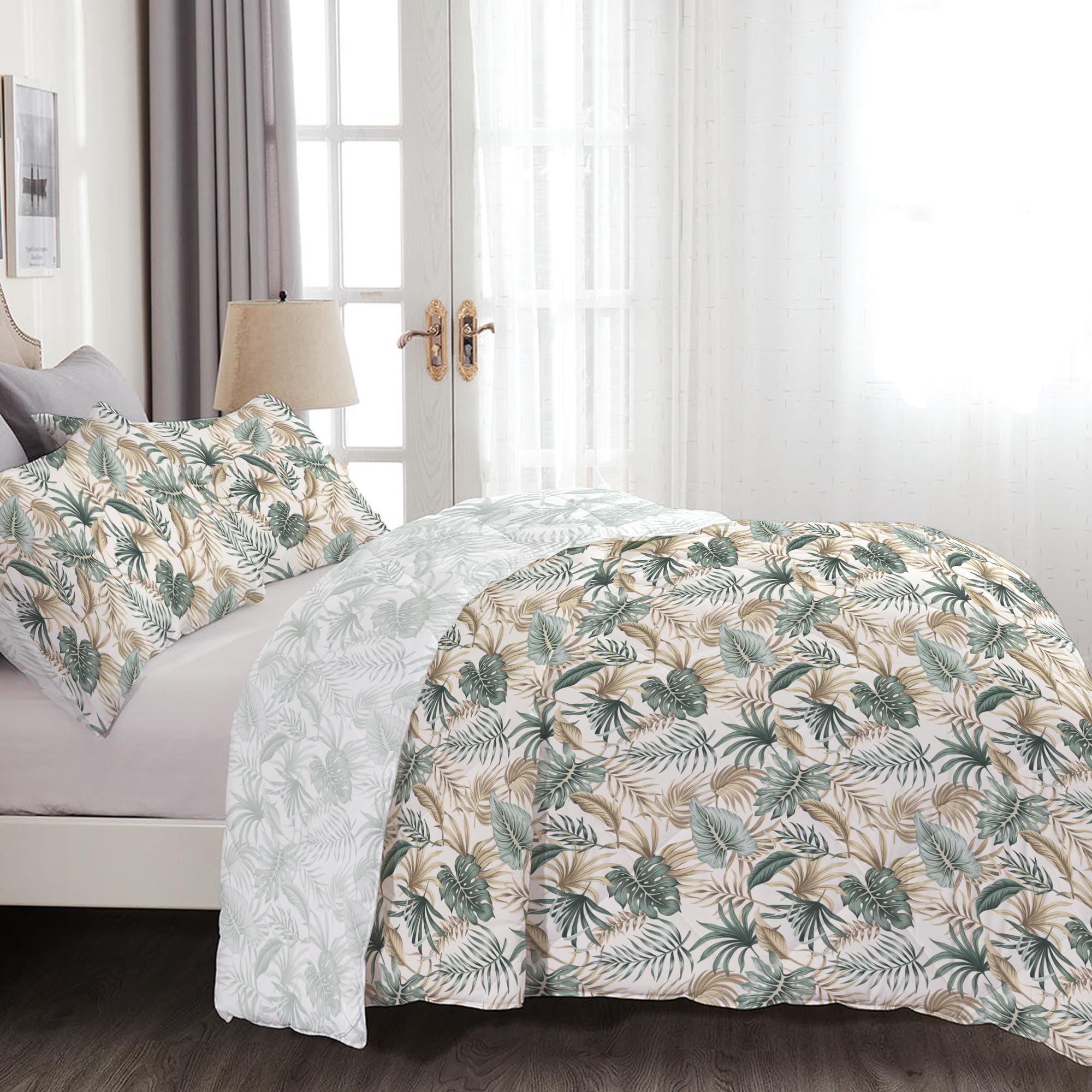 طقم لحاف قطني فاخر من 4 قطع من Cotton Home بنقشة High Summer Tropicals