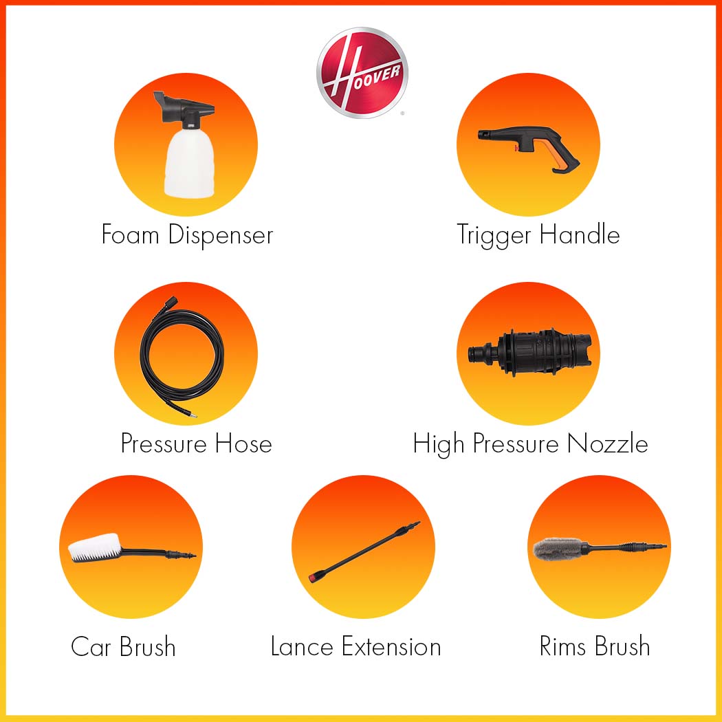 غسالة ضغط هوفر بقوة 140 بار مع 7 ملحقات