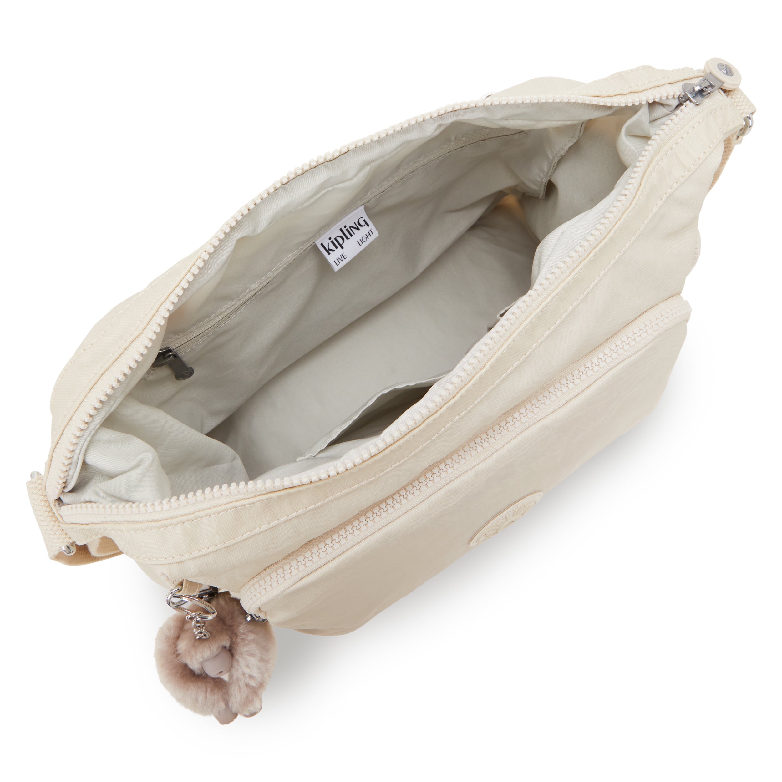 حقيبة كيبلينج غاب كبيرة الحجم باللون البيج واللؤلؤي C2I3945-3KA