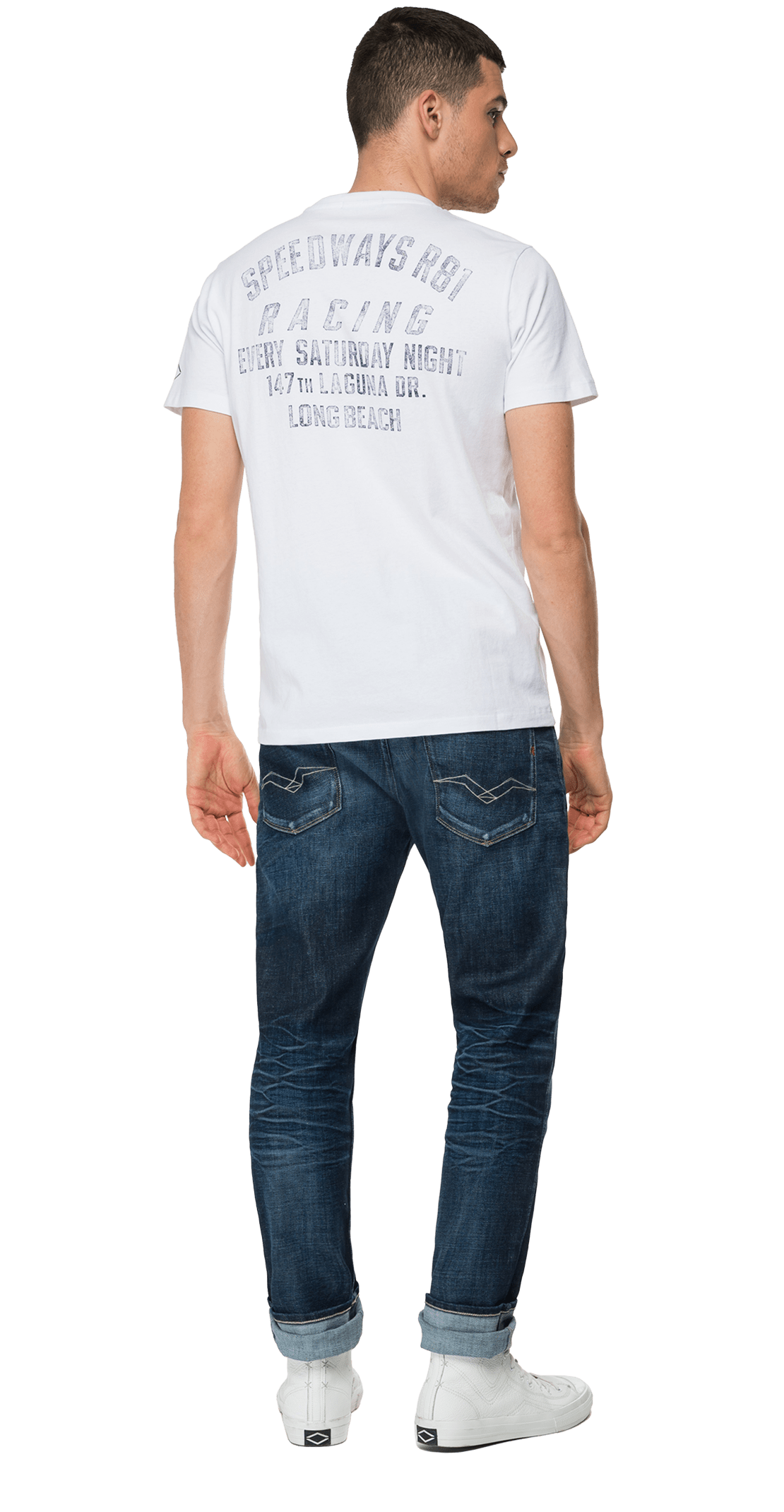 تي شيرت Replay برقبة دائرية مع خدوش