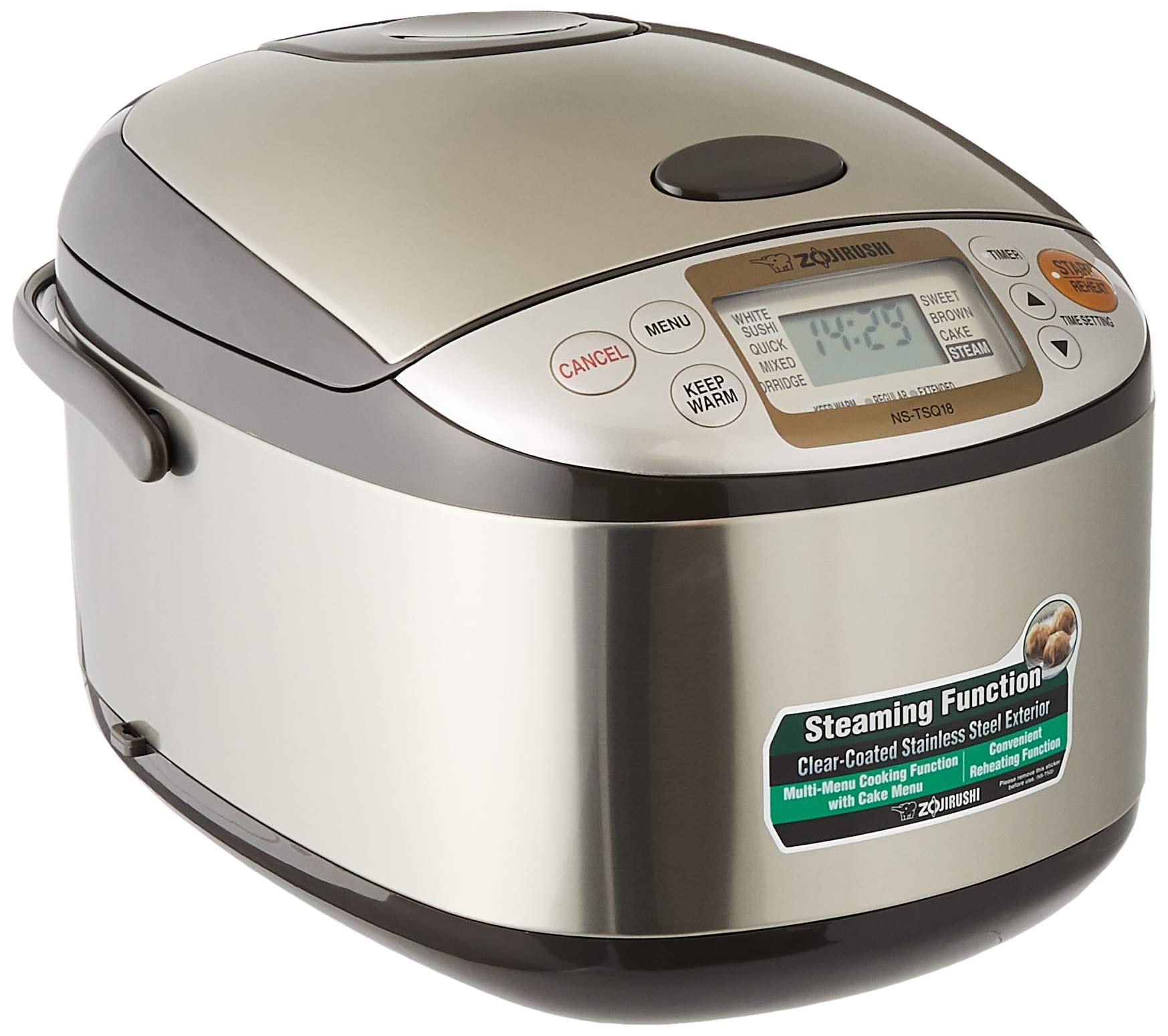 Electronic Rice cooker warmer 1.8 Liter, Stainless brown