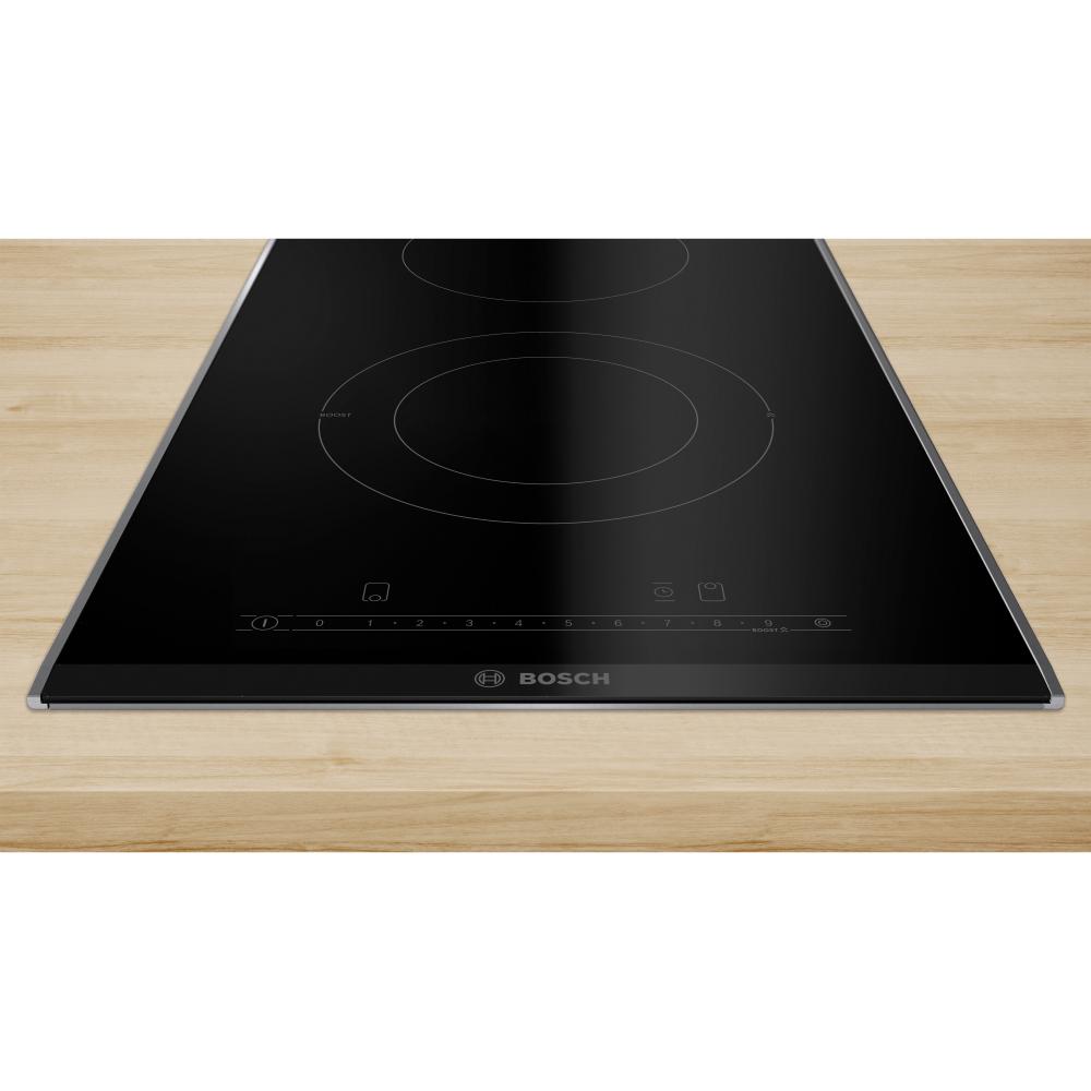 Bosch Series 6, Domino Electric hob, 30 cm, Black, surface mount with frame-PKF375FP2E
