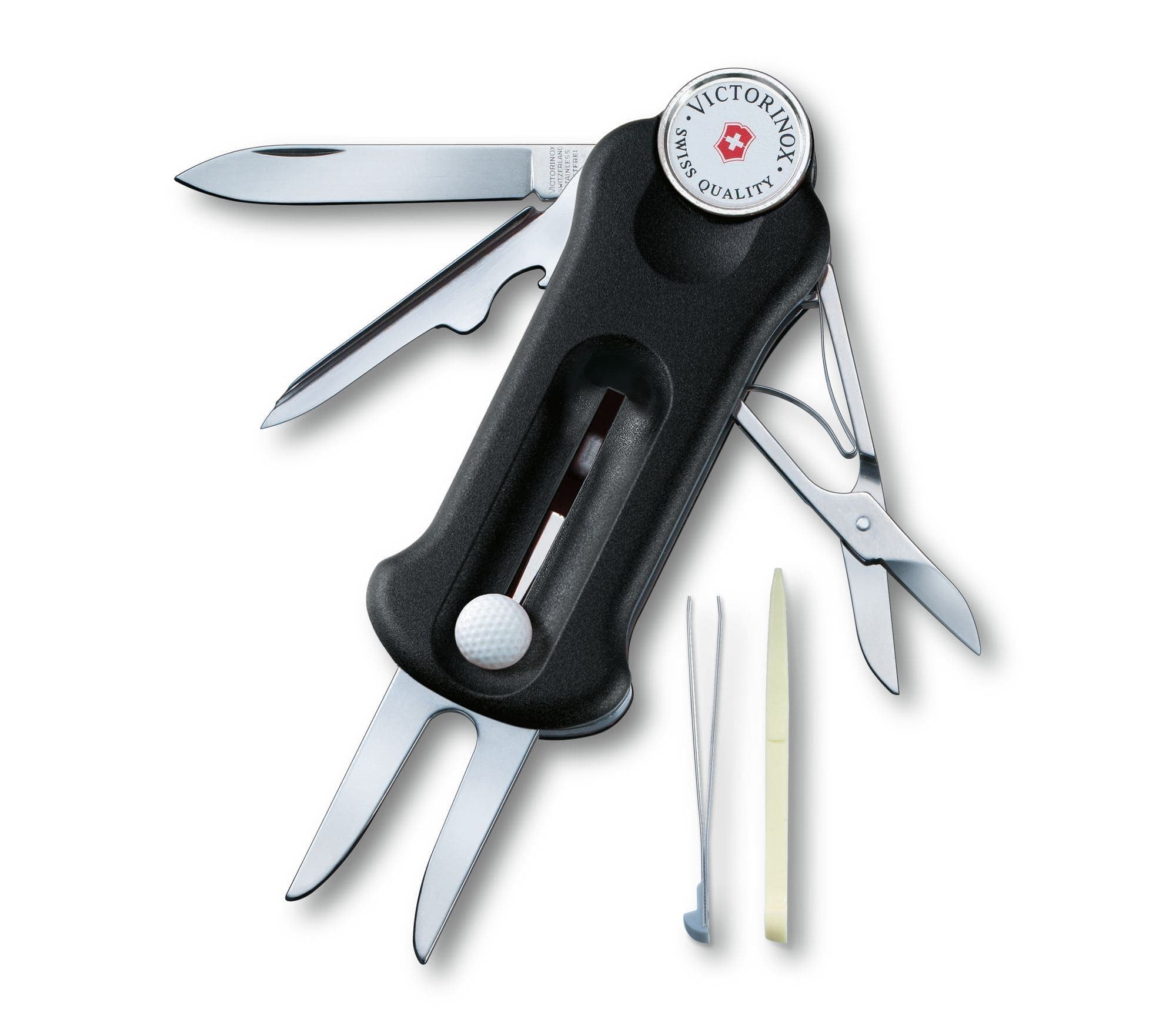 VICTORINOX SWISS ARMY KNIFE GOLF TOOL BLACK WITH 10 FUNCTIONS - 0.7052.3