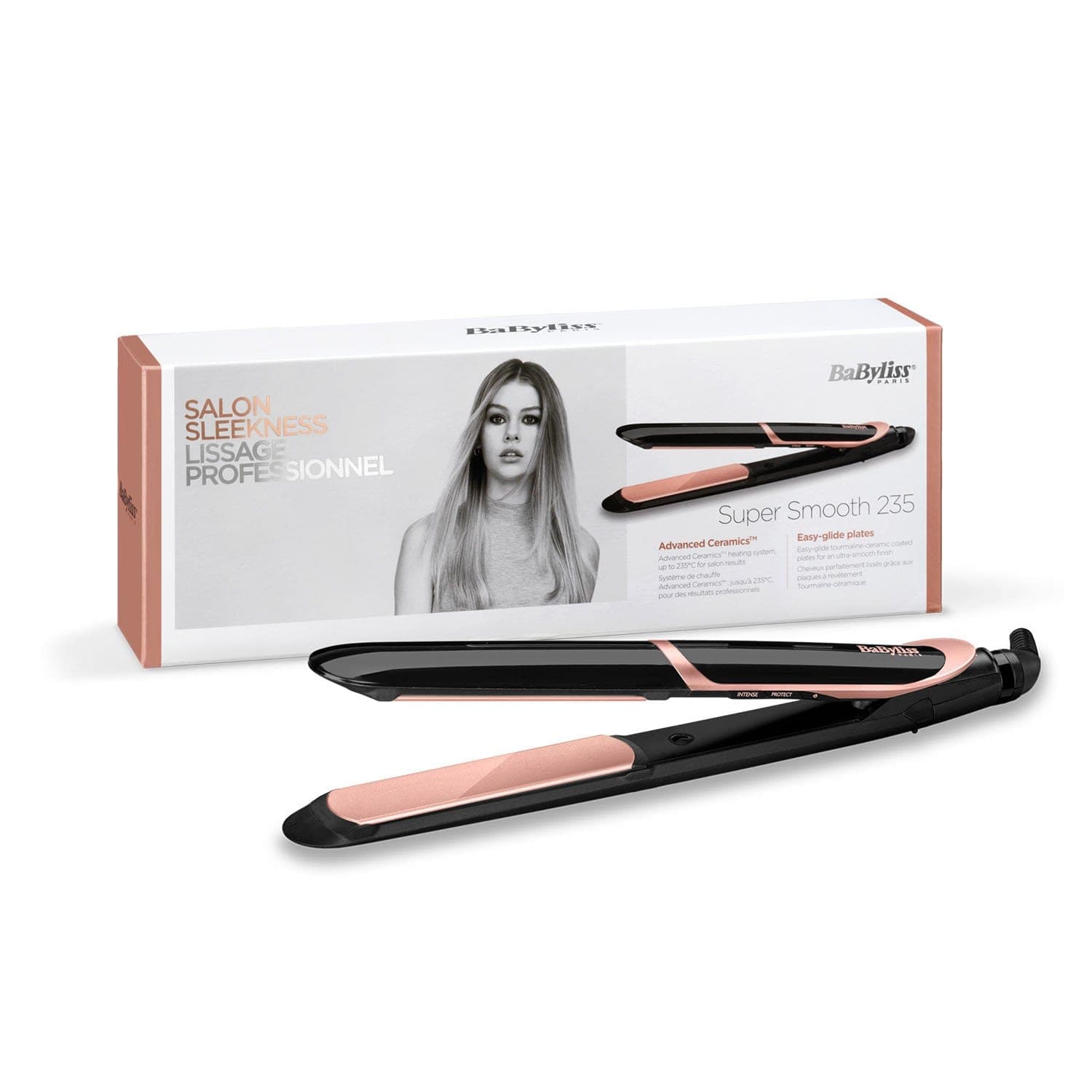 BABYLISS STRAIGHTENER 24MM TOURM CRM IONIC 6 TEMP SETTINGS ADVANCED CERAMIC HEAT SYSTEM TOURMALINE CERAMIC PLATES - ST250SDE