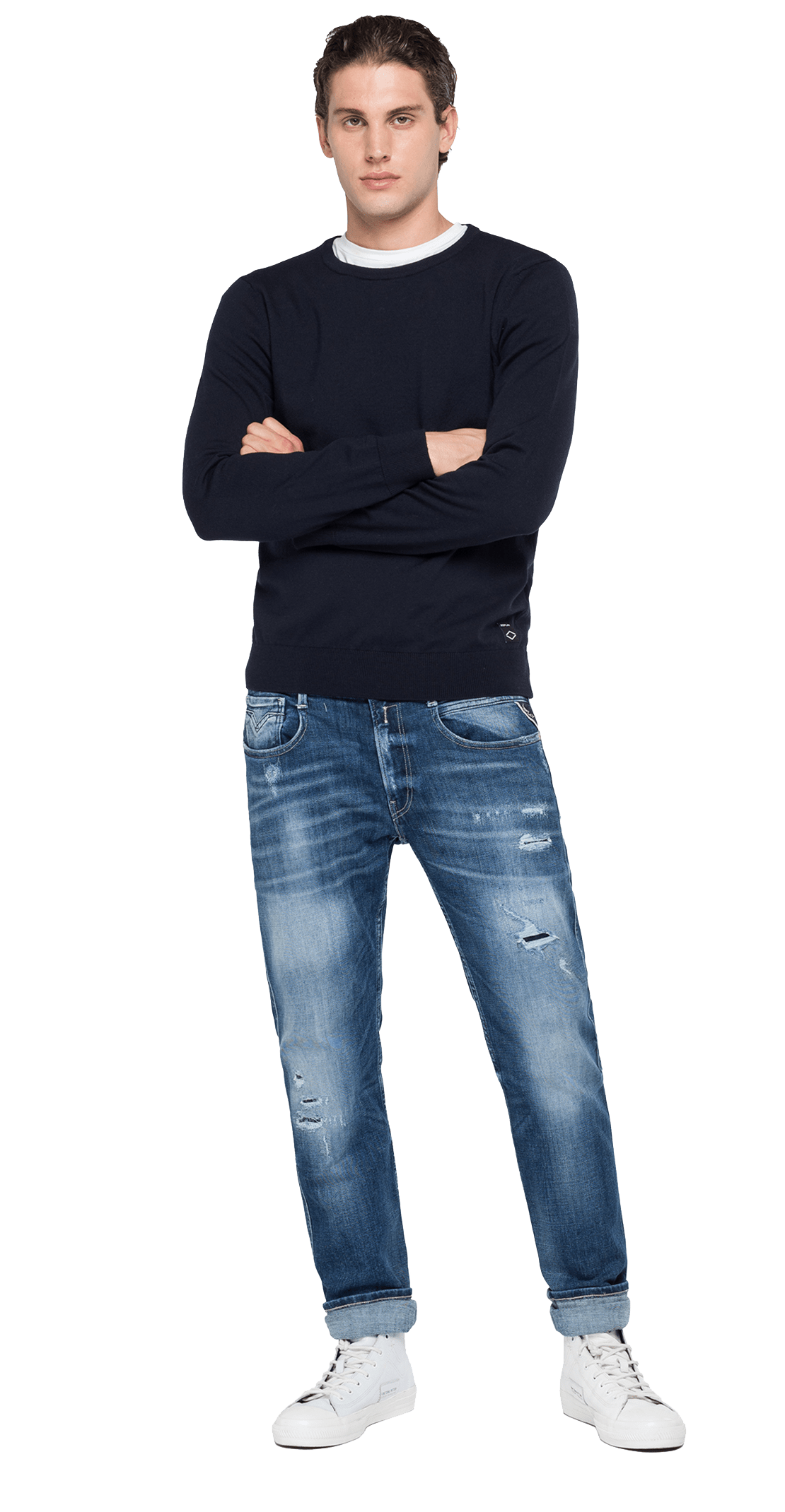 سترة بياقة دائرية من صوف الميرينو