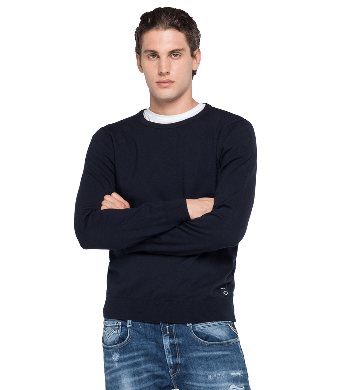 سترة بياقة دائرية من صوف الميرينو