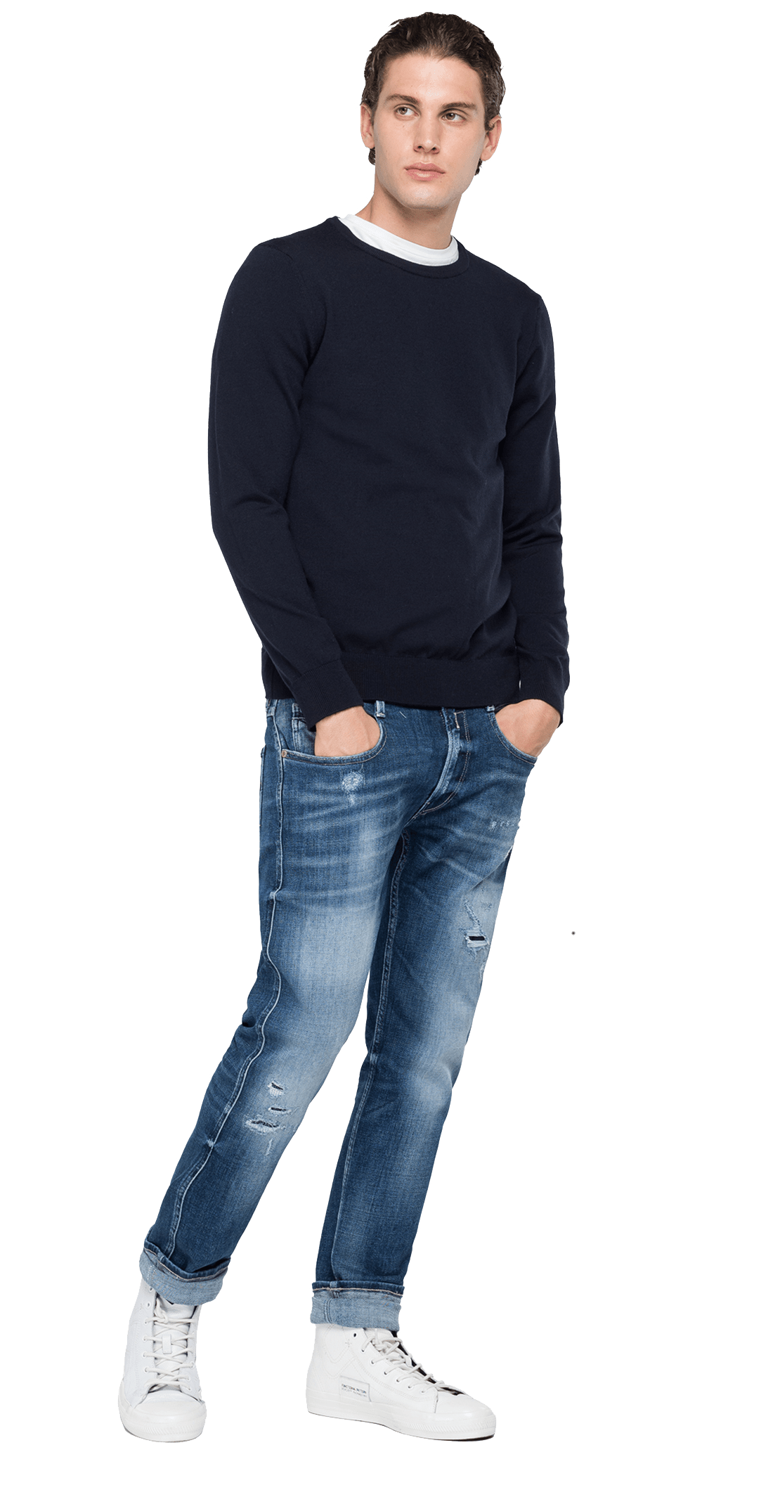 سترة بياقة دائرية من صوف الميرينو