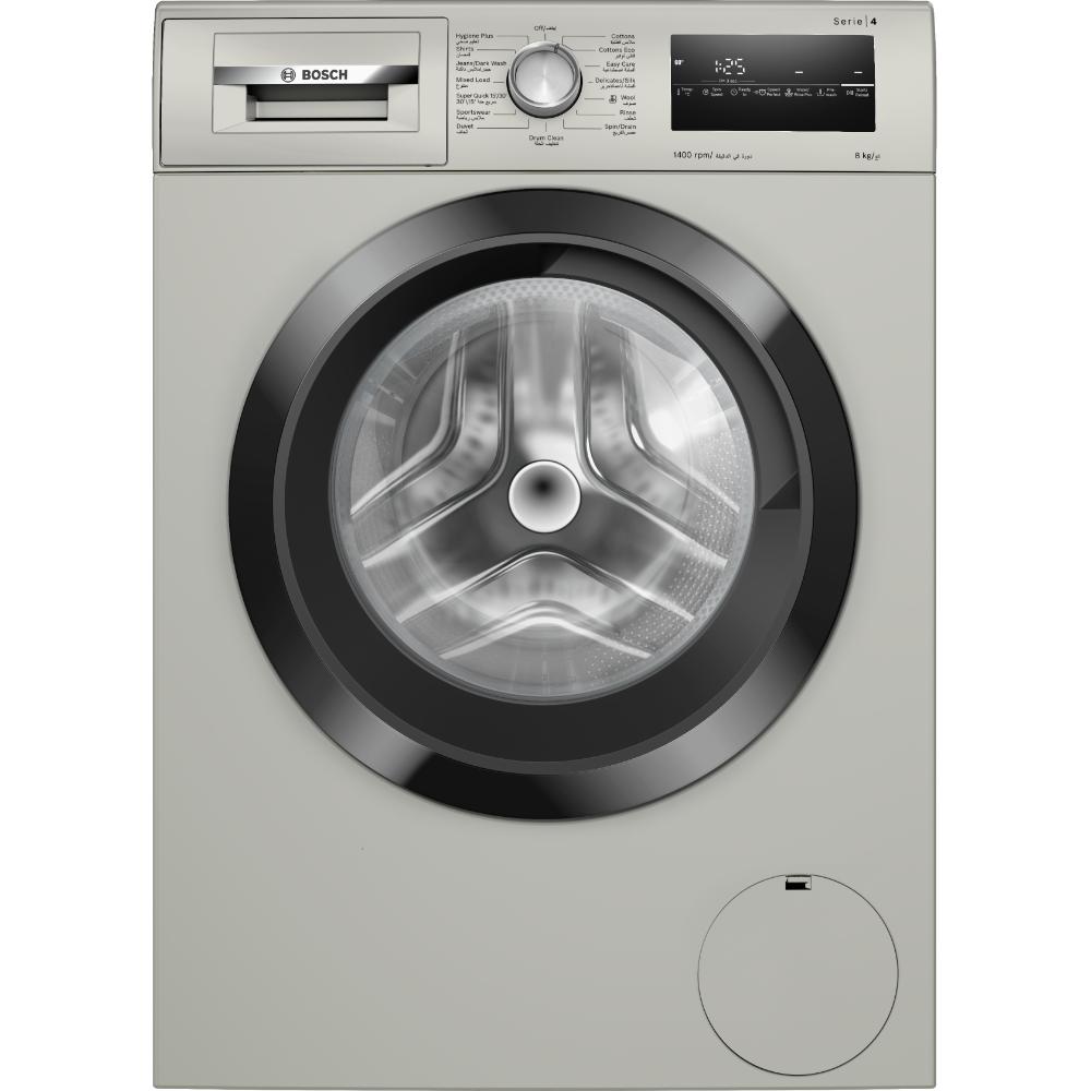 Bosch Series 4 Free-Standing Washing Machine, Front Loader 8 kg , Silver inox, WAN28283GC, 1 Year Manufacturer Warranty