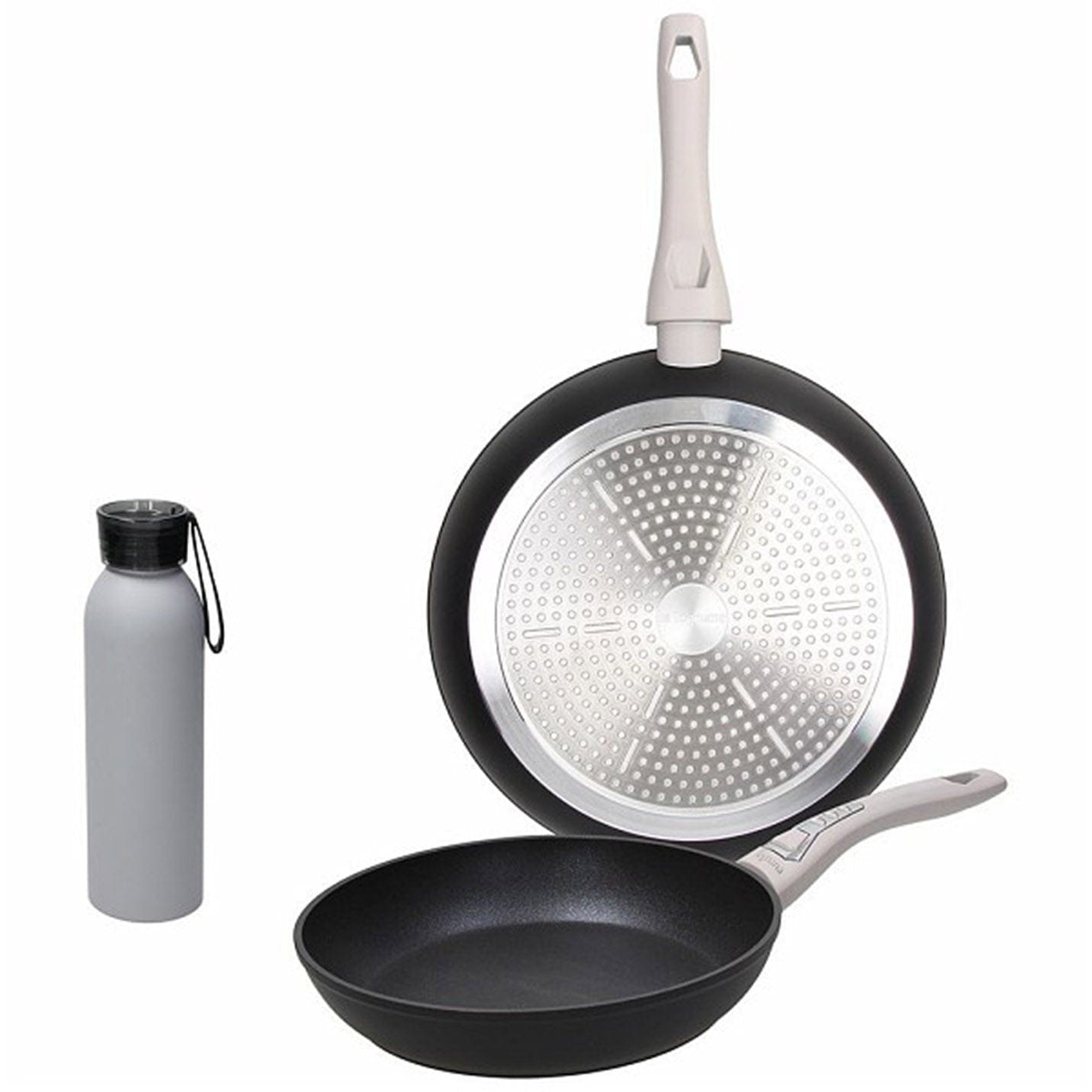 Tognana I Love The Planet Aluminium Bottle With 2 Frying Pans Set, Grey