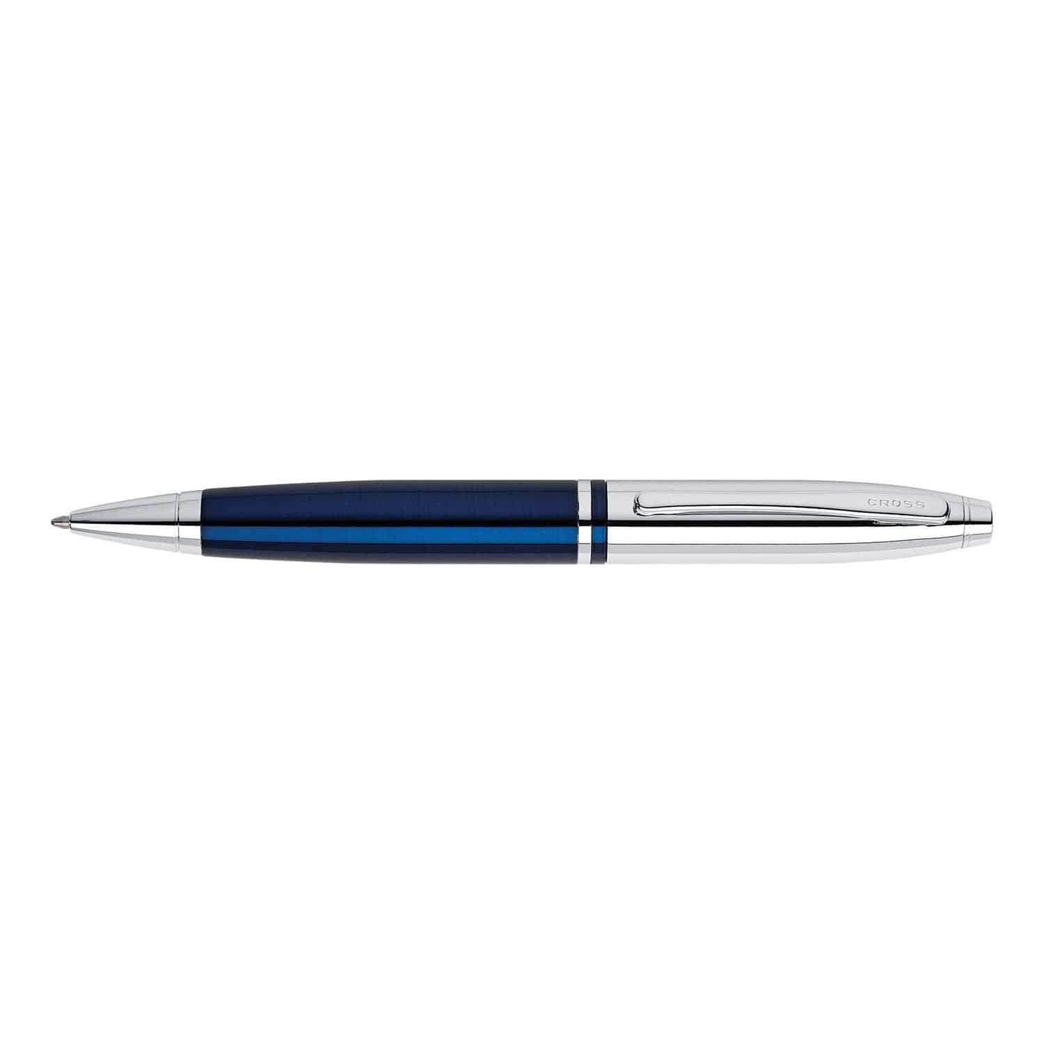 Cross Calais Chrome and Blue Lacquer Ballpoint Pen - AT0112-3 - Jashanmal Home