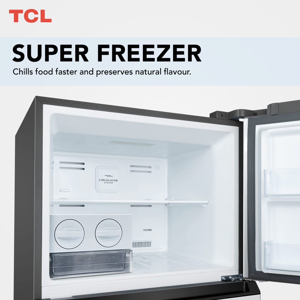 ثلاجة TCL ذات التركيب العلوي من الفولاذ المقاوم للصدأ سعة 550 لترًا