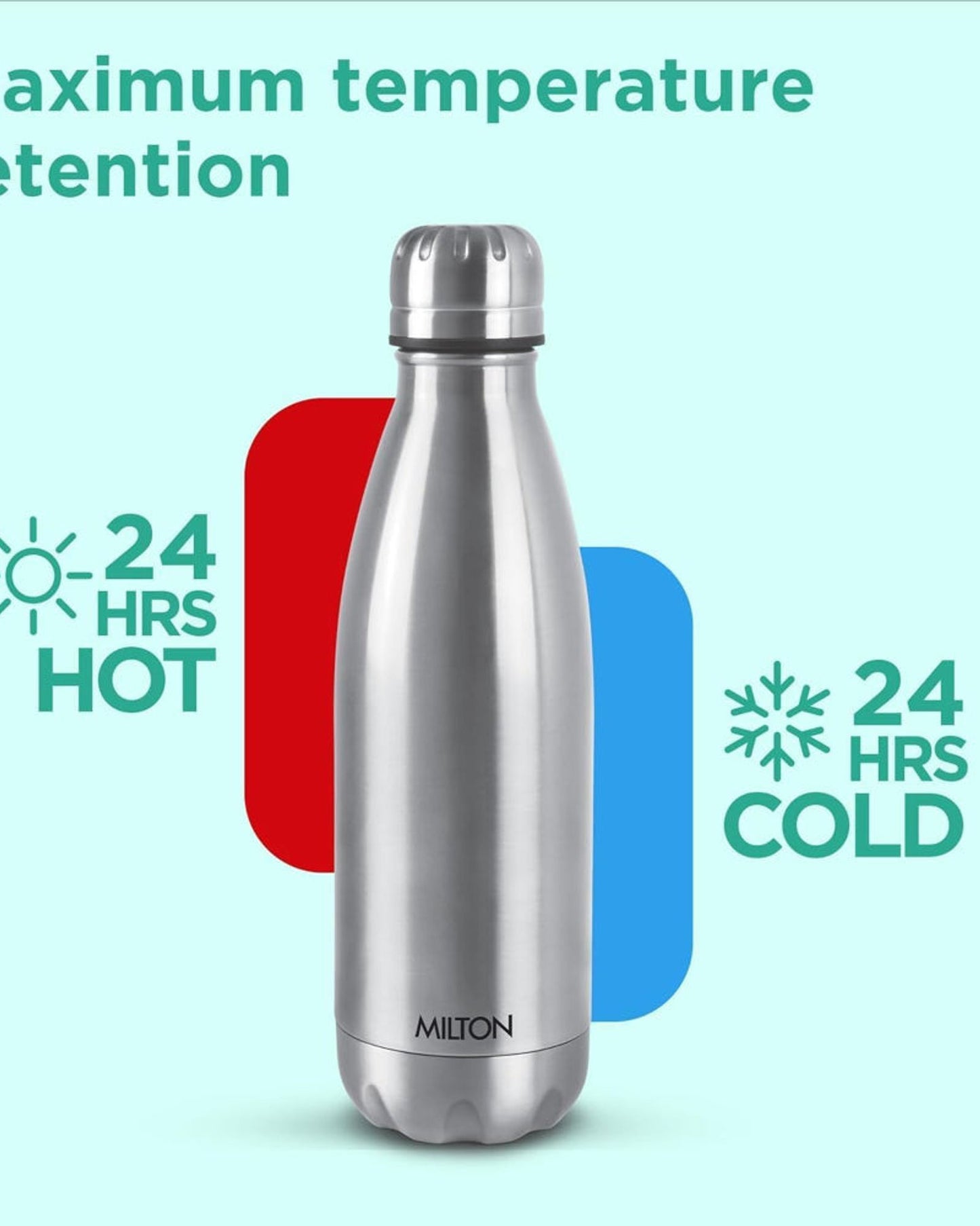 Milton Duo DLX 500ml Vacuum Insulated Thermosteel Water Bottle – Silver | 24-Hour Hot & Cold | 18/8 Stainless Steel | Leak-Proof | Double-Walled Flask with Inner Copper Coating | Ideal for Sports, Gym & Travel