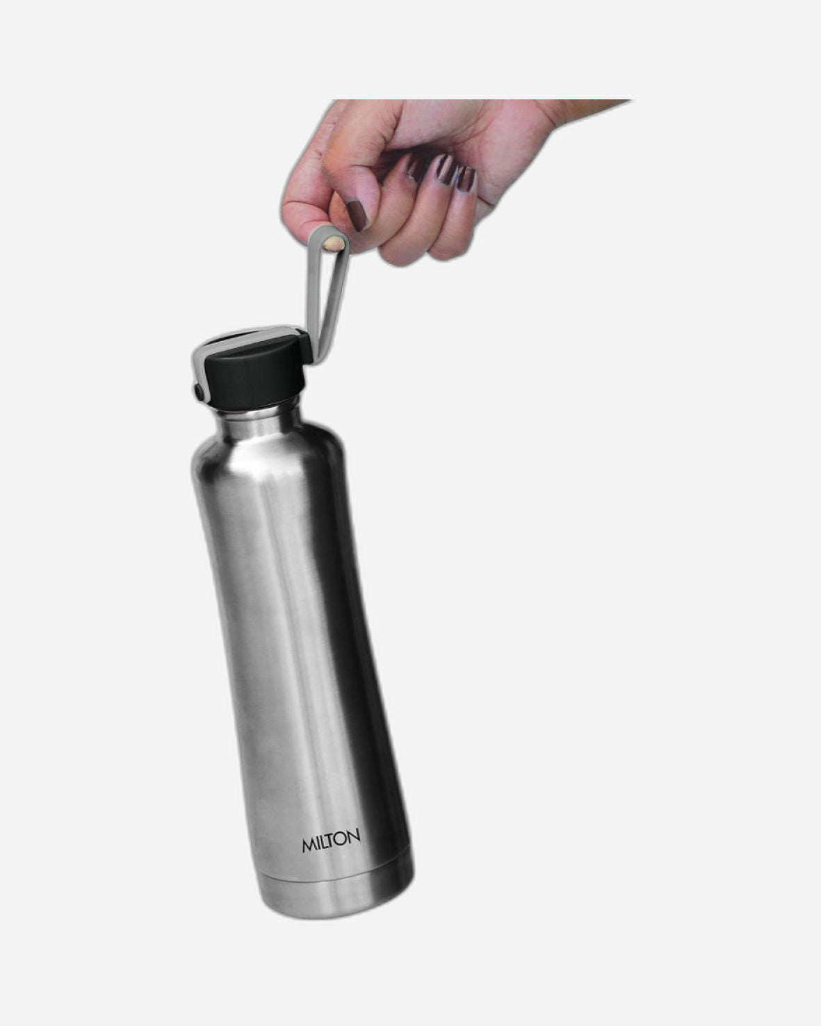 زجاجة ميلتون نيو تيارا 1100 المصنوعة من الفولاذ المقاوم للصدأ، تحافظ على الماء ساخنًا وباردًا لمدة 24 ساعة، سعة 900 مل، لون فضي