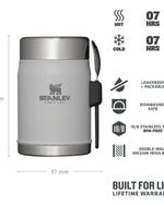 مرطبان طعام ستانلي CLA سعة 414 مل / 14 أونصة مع رماد سبورك