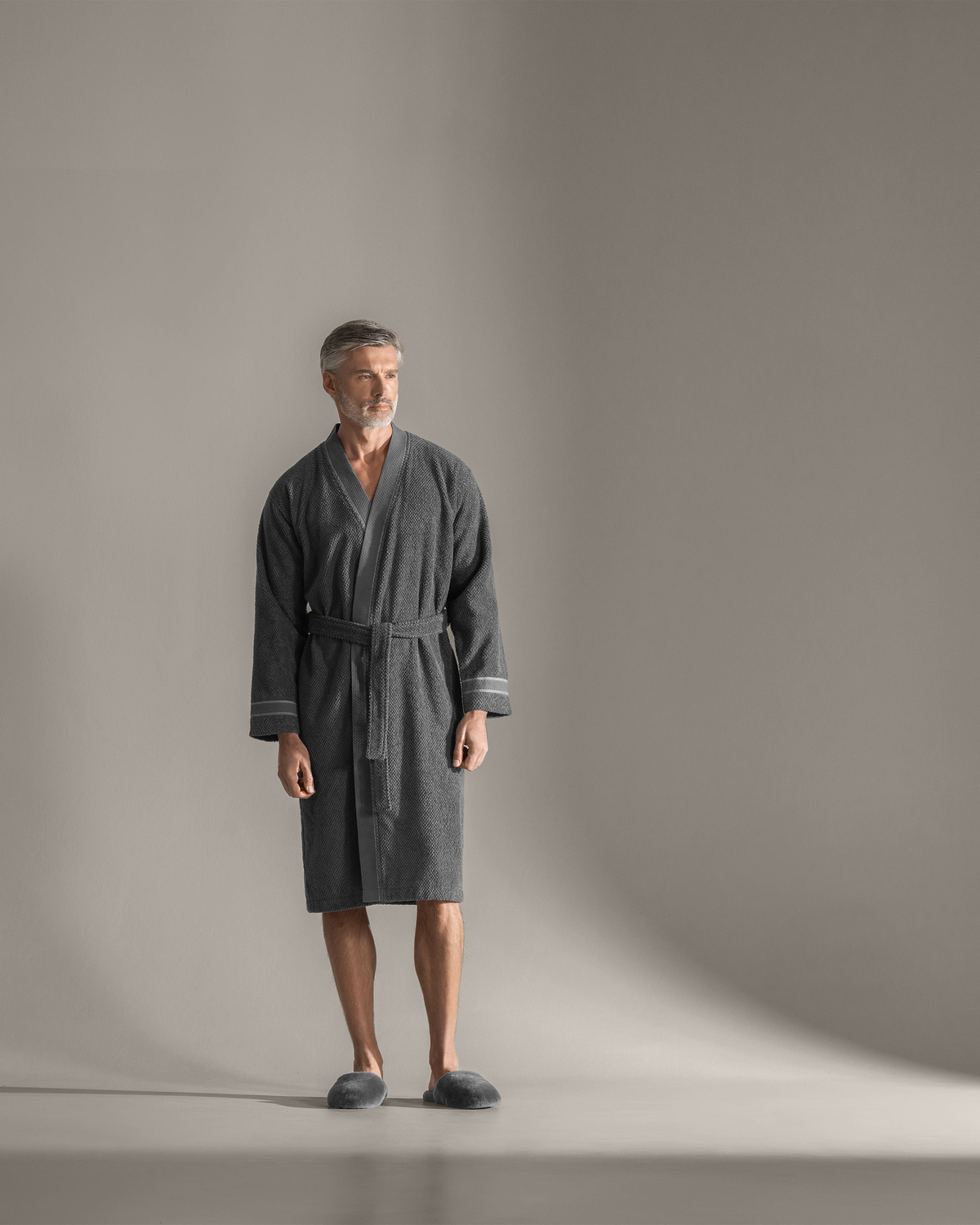 Togas Miel Terry Velour Men's Robe in Grey