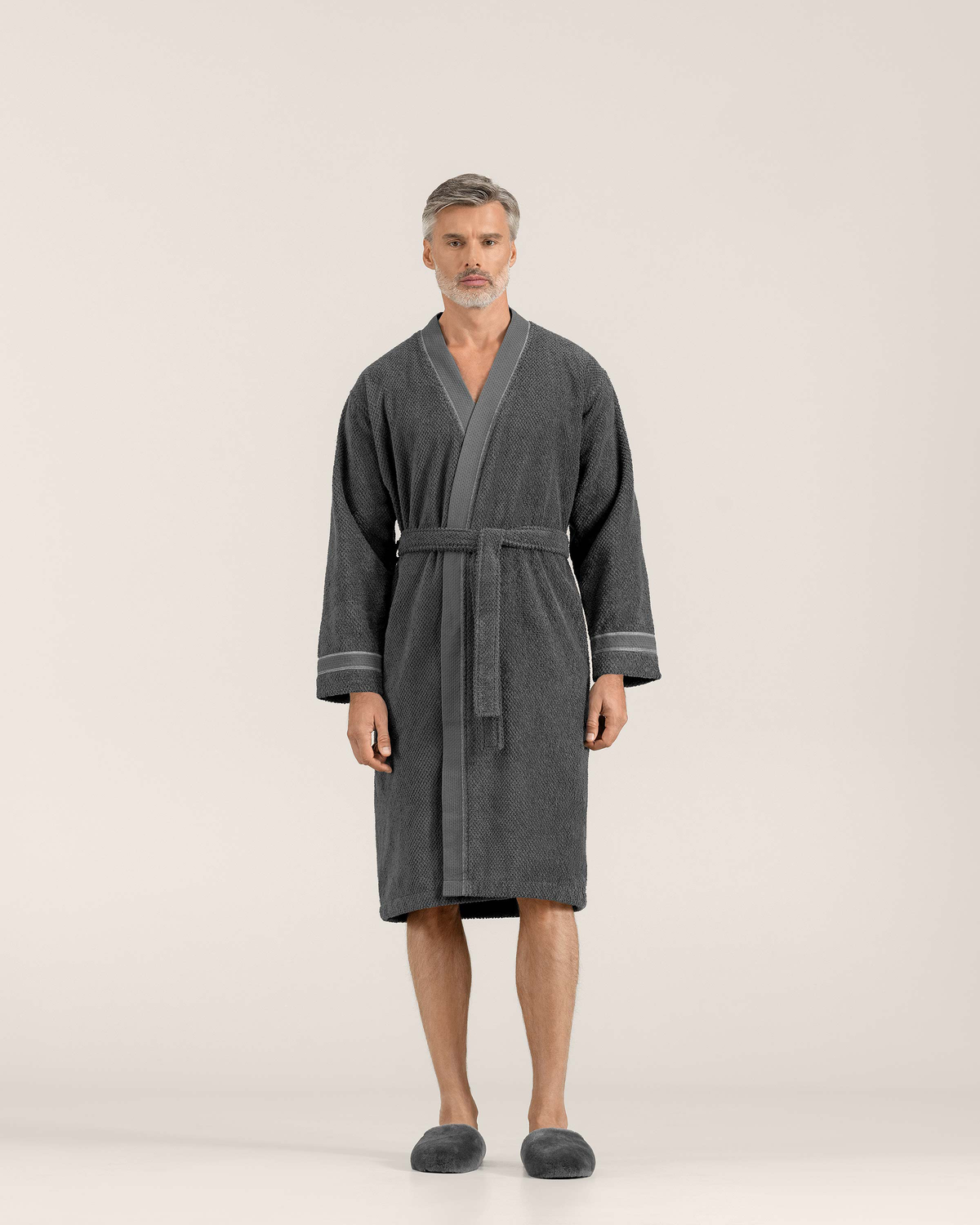 Togas Miel Terry Velour Men's Robe in Grey