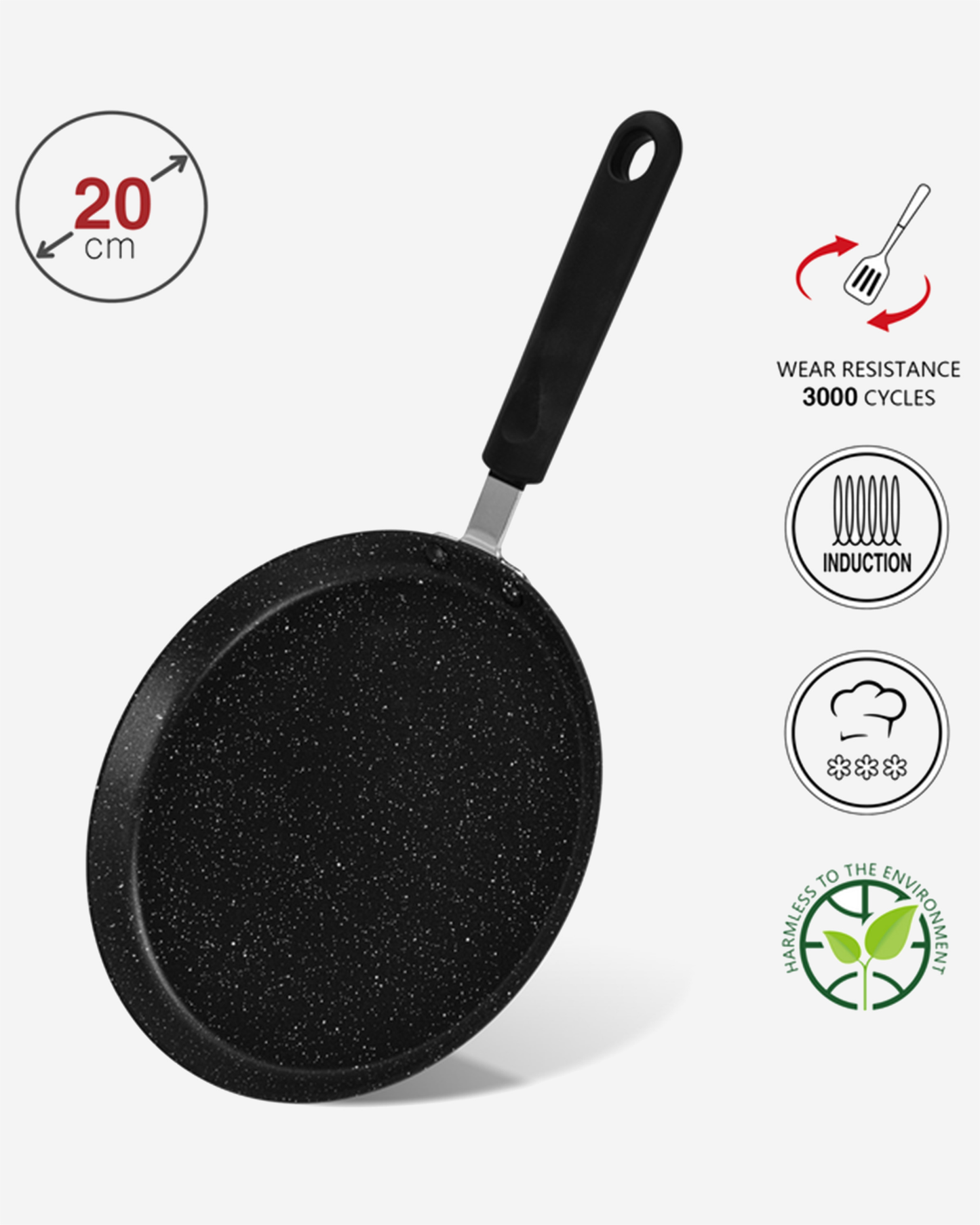 Fissman Non Stick Aluminium Crepe Pan Jet Black 20cm