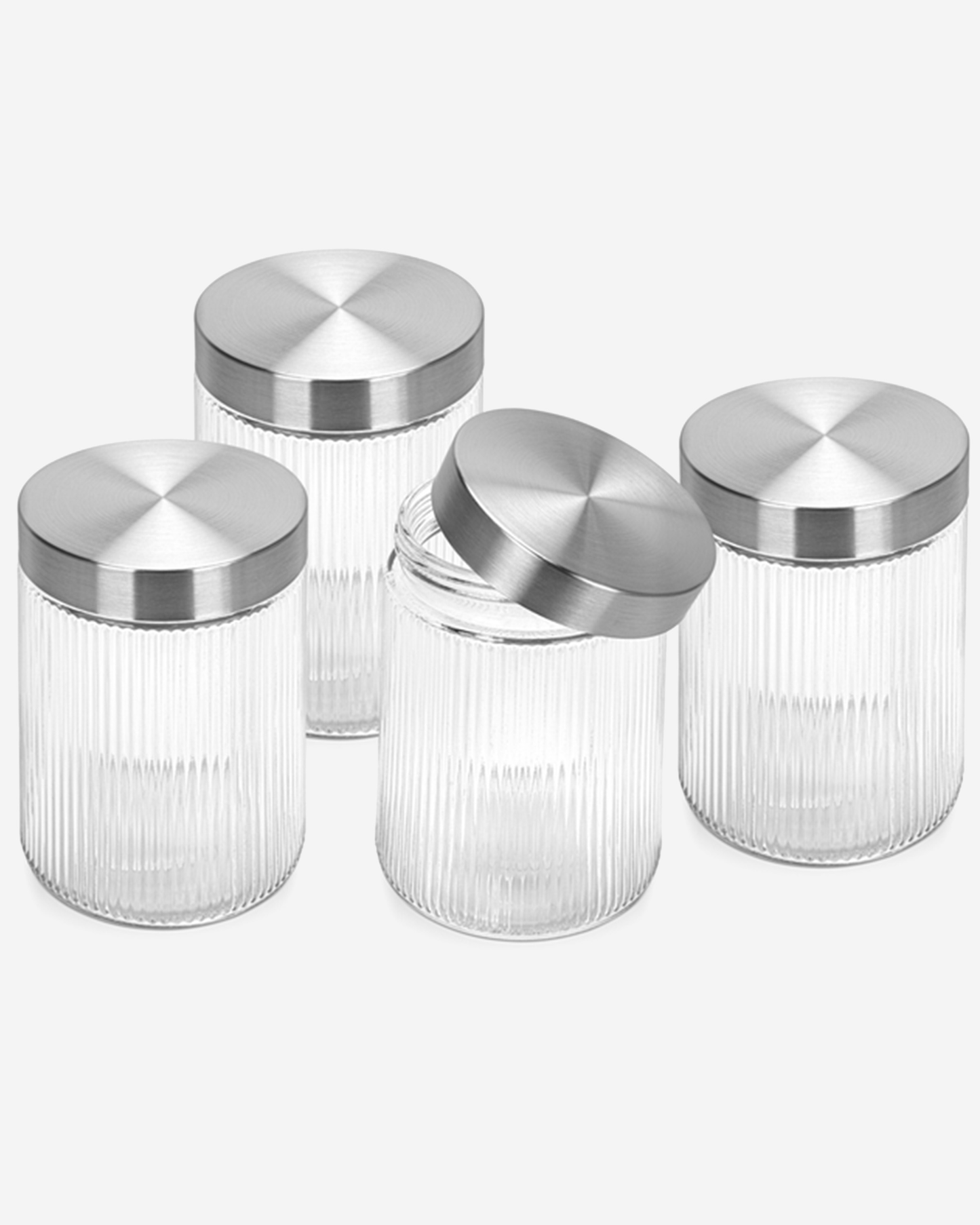 Fissman 4-Piece Food Storage Jars 1300ml (Glass)